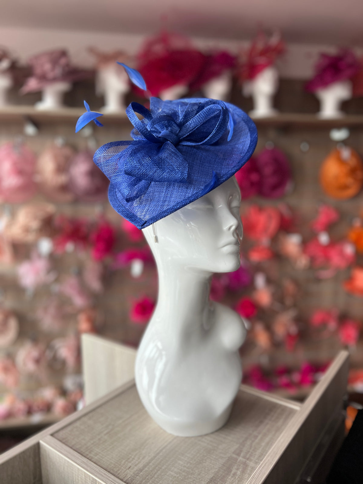 Sapphire Disc Fascinator with Decorative Bow-Fascinators Direct