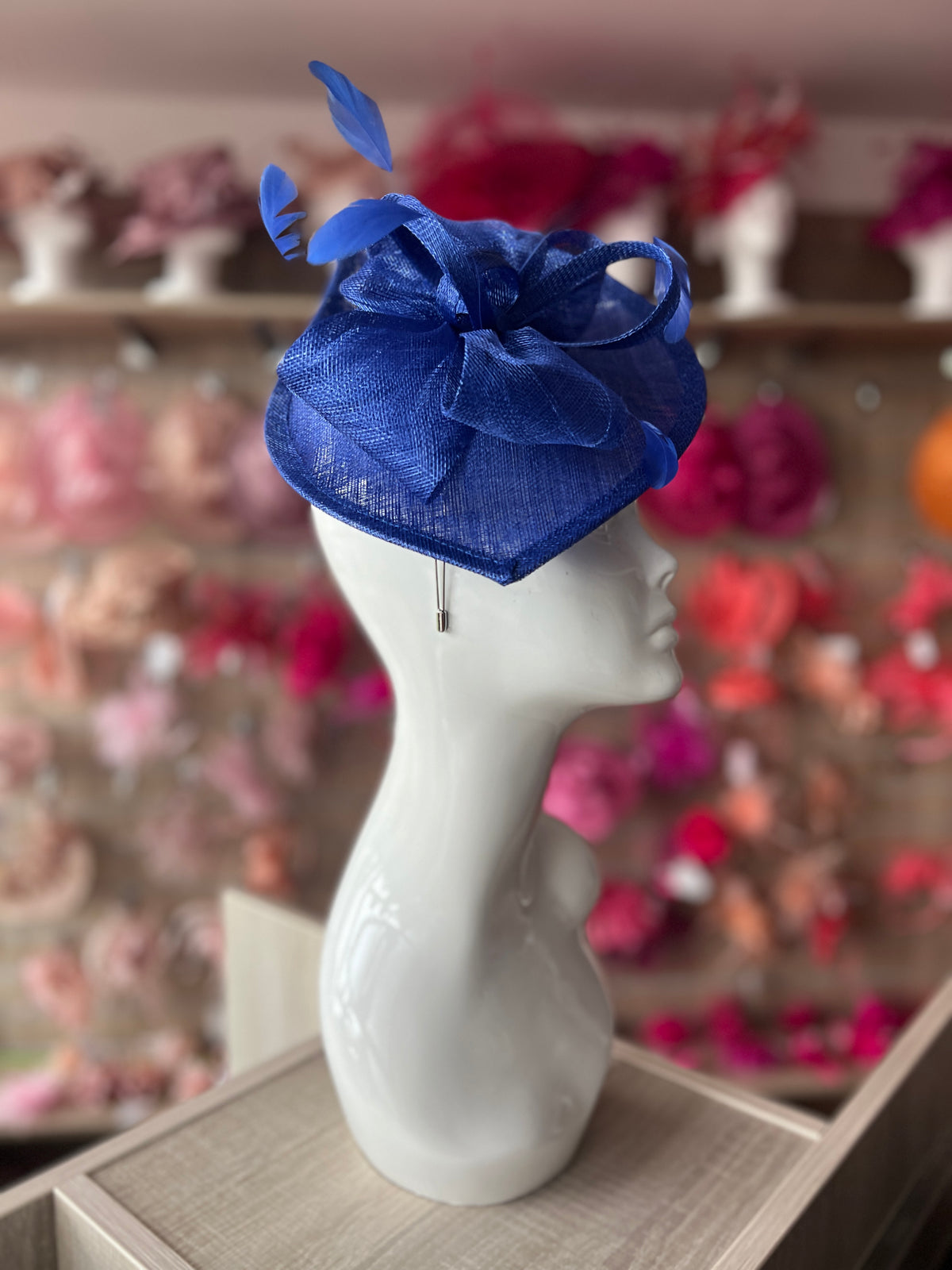 Sapphire Disc Fascinator with Decorative Bow-Fascinators Direct