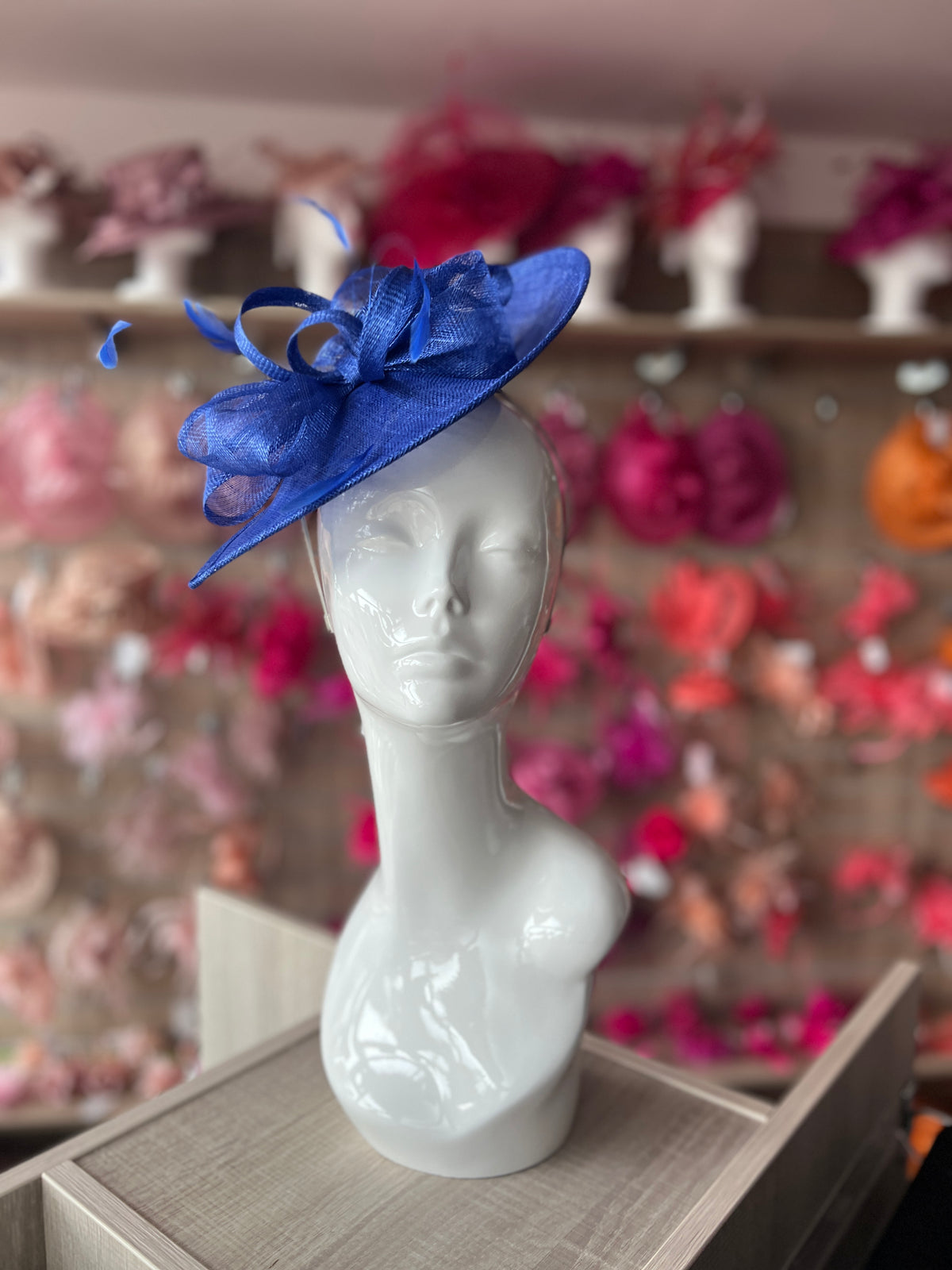 Sapphire Disc Fascinator with Decorative Bow-Fascinators Direct