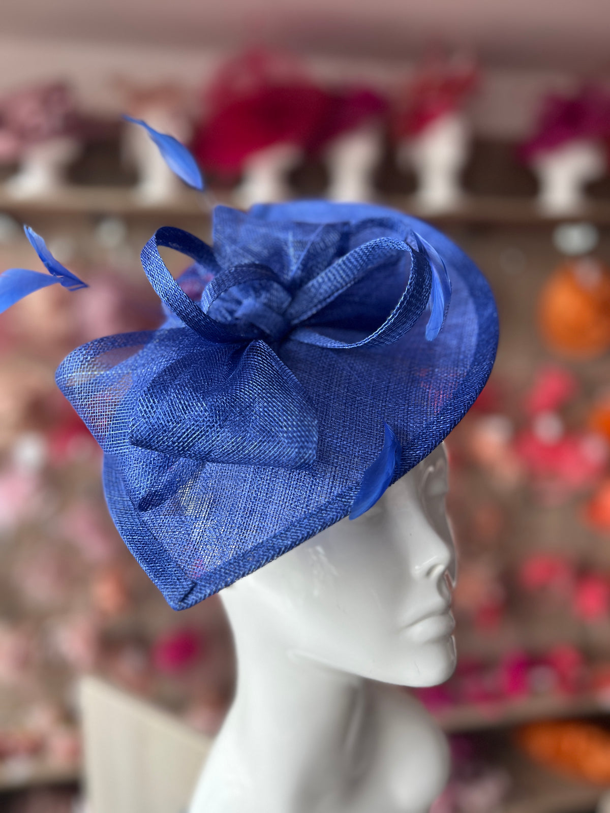 Sapphire Disc Fascinator with Decorative Bow-Fascinators Direct