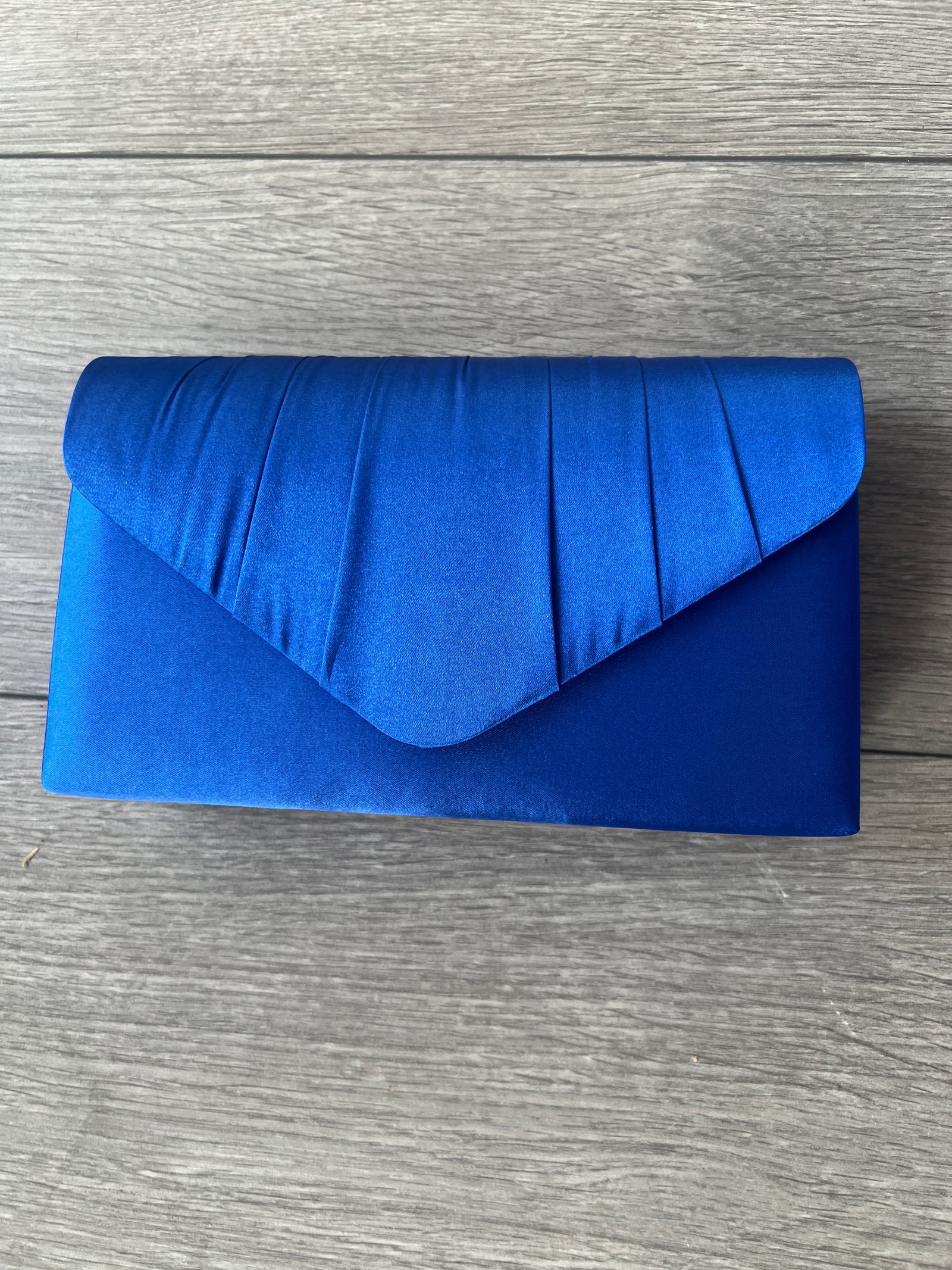 Sapphire Satin Envelope Clutch Bag-Fascinators Direct