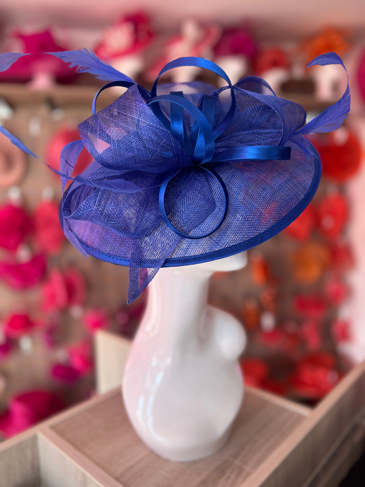 Sapphire Saucer Hatinator With Decorative Bow-Fascinators Direct