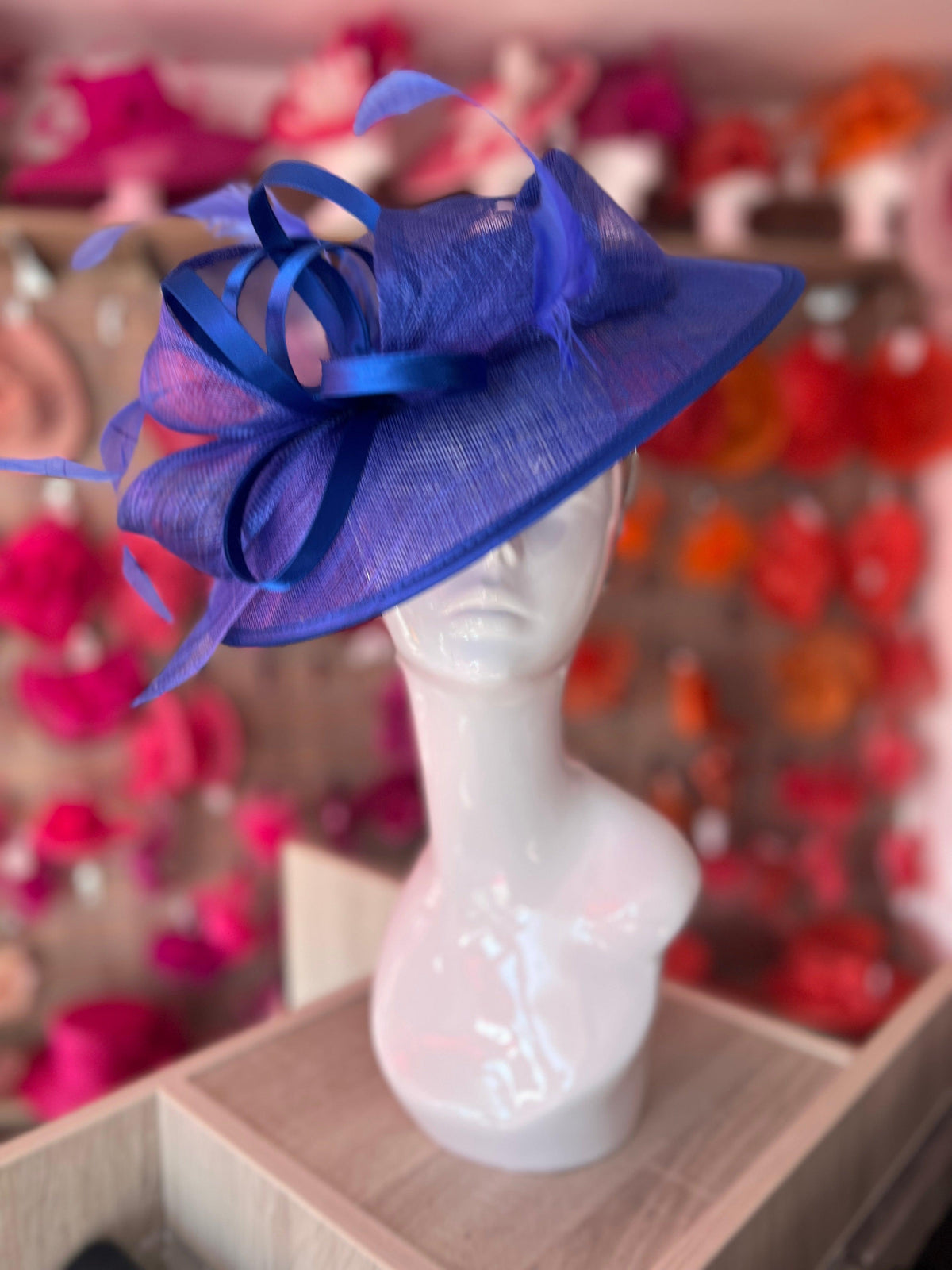 Sapphire Saucer Hatinator With Decorative Bow-Fascinators Direct