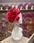 Satin & Sinamay Flower Red Fascinator-Fascinators Direct