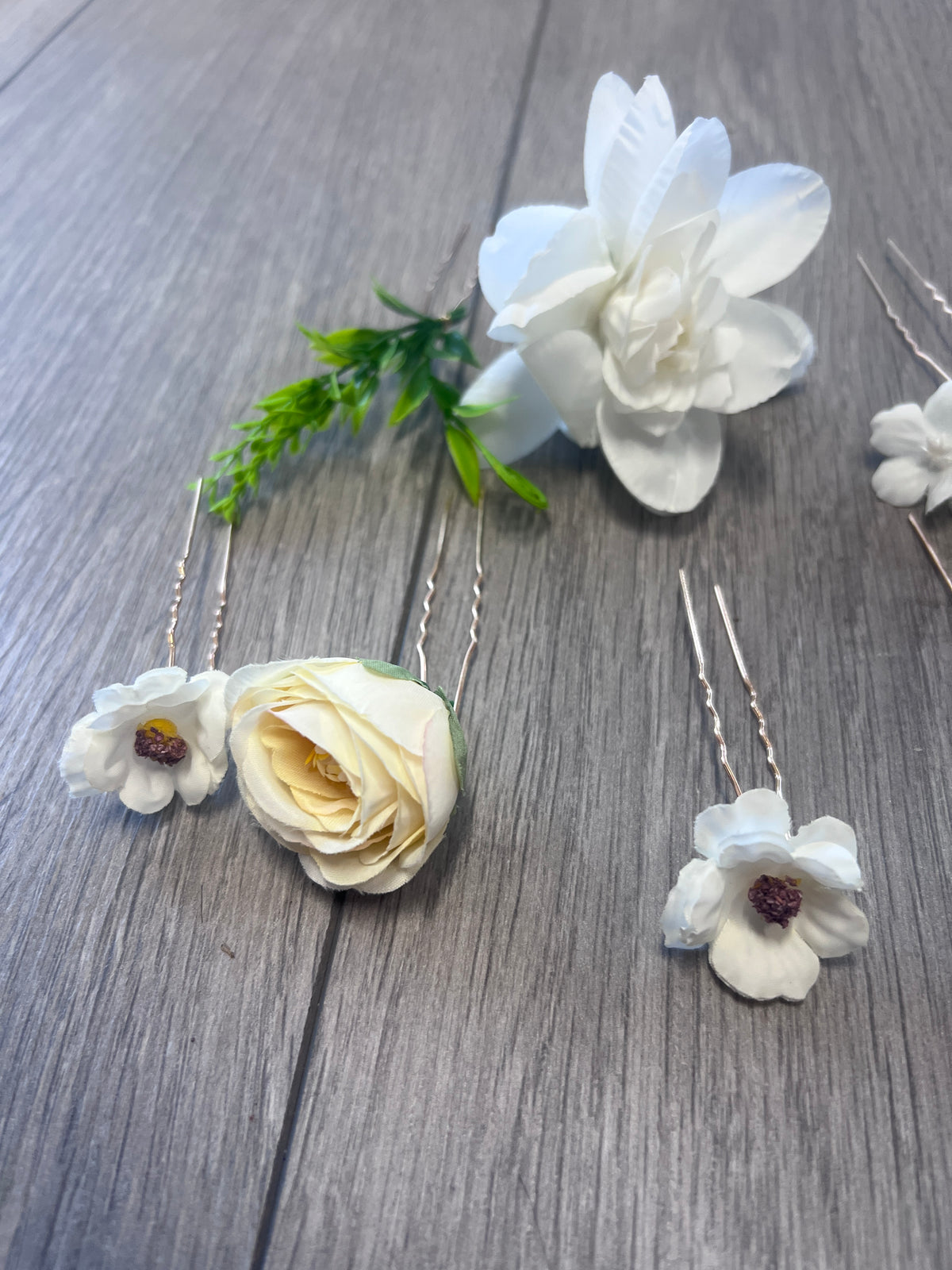Set Of 12 White &amp; Cream Floral Bridal Hair Pins-Fascinators Direct