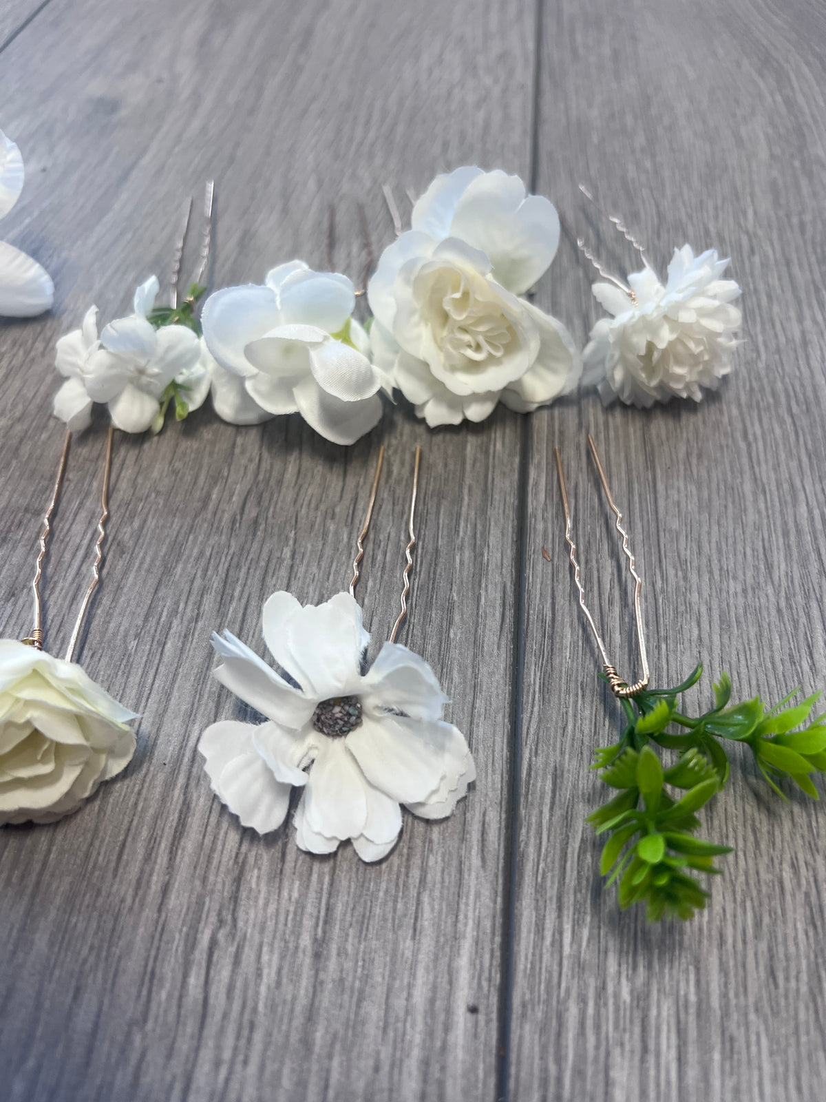 Set Of 12 White &amp; Cream Floral Bridal Hair Pins-Fascinators Direct