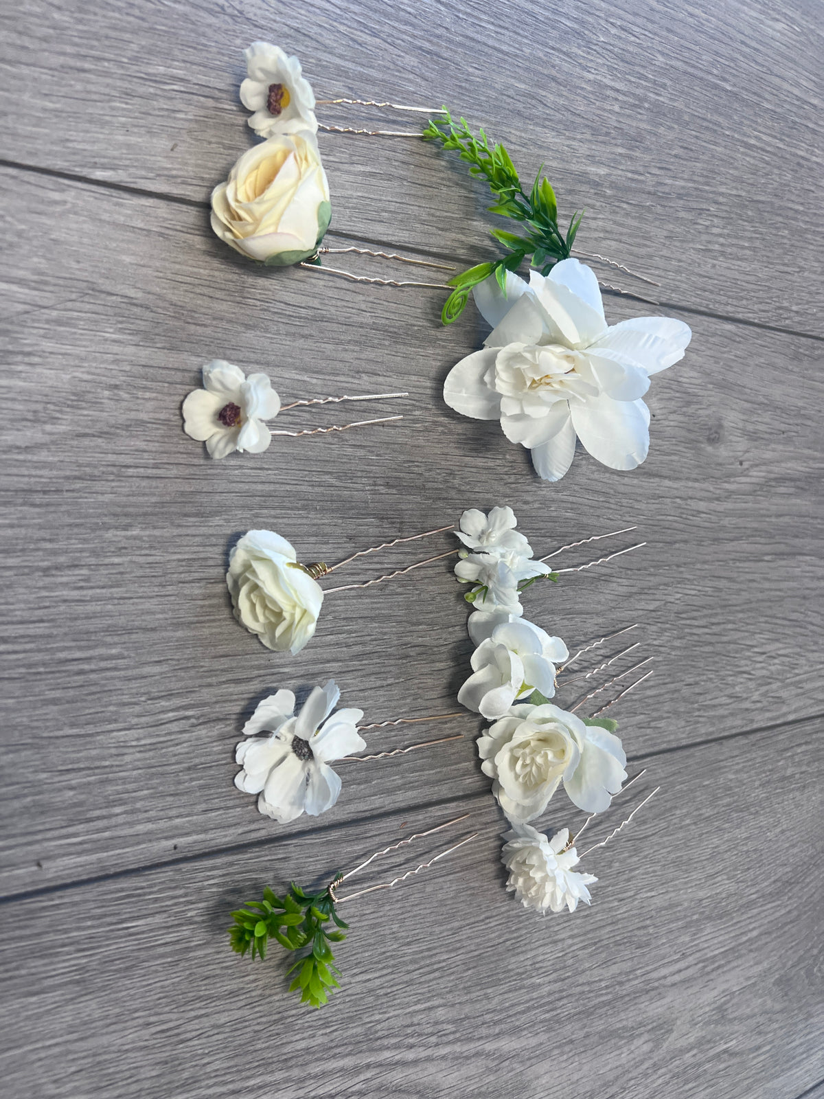 Set Of 12 White &amp; Cream Floral Bridal Hair Pins-Fascinators Direct