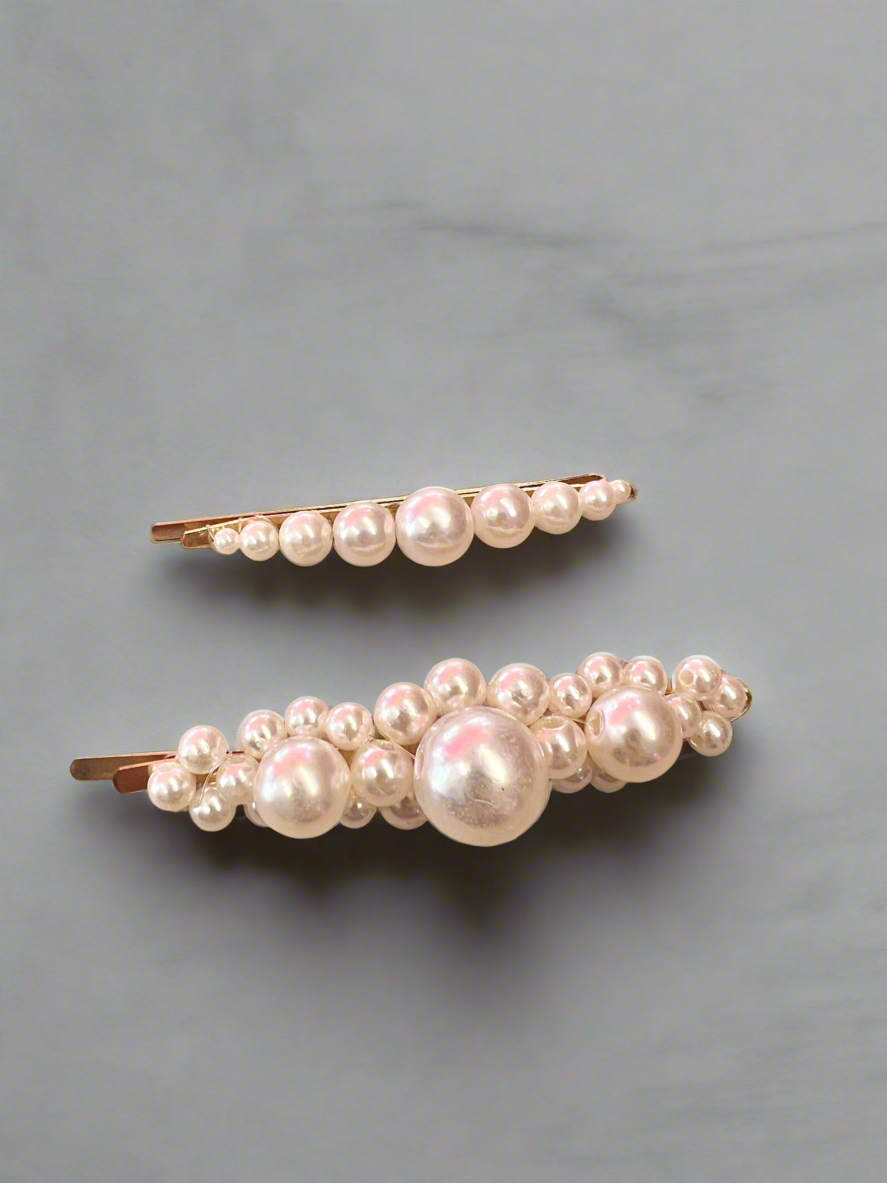 Set Of Two Pearl Hair Slides-Fascinators Direct