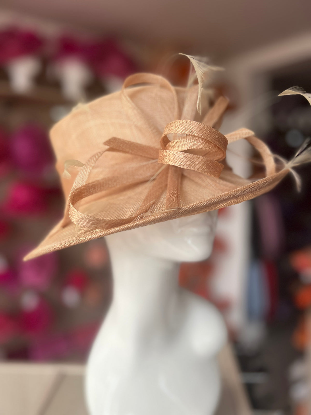 Short Brim Almond Occasion Hat-Fascinators Direct