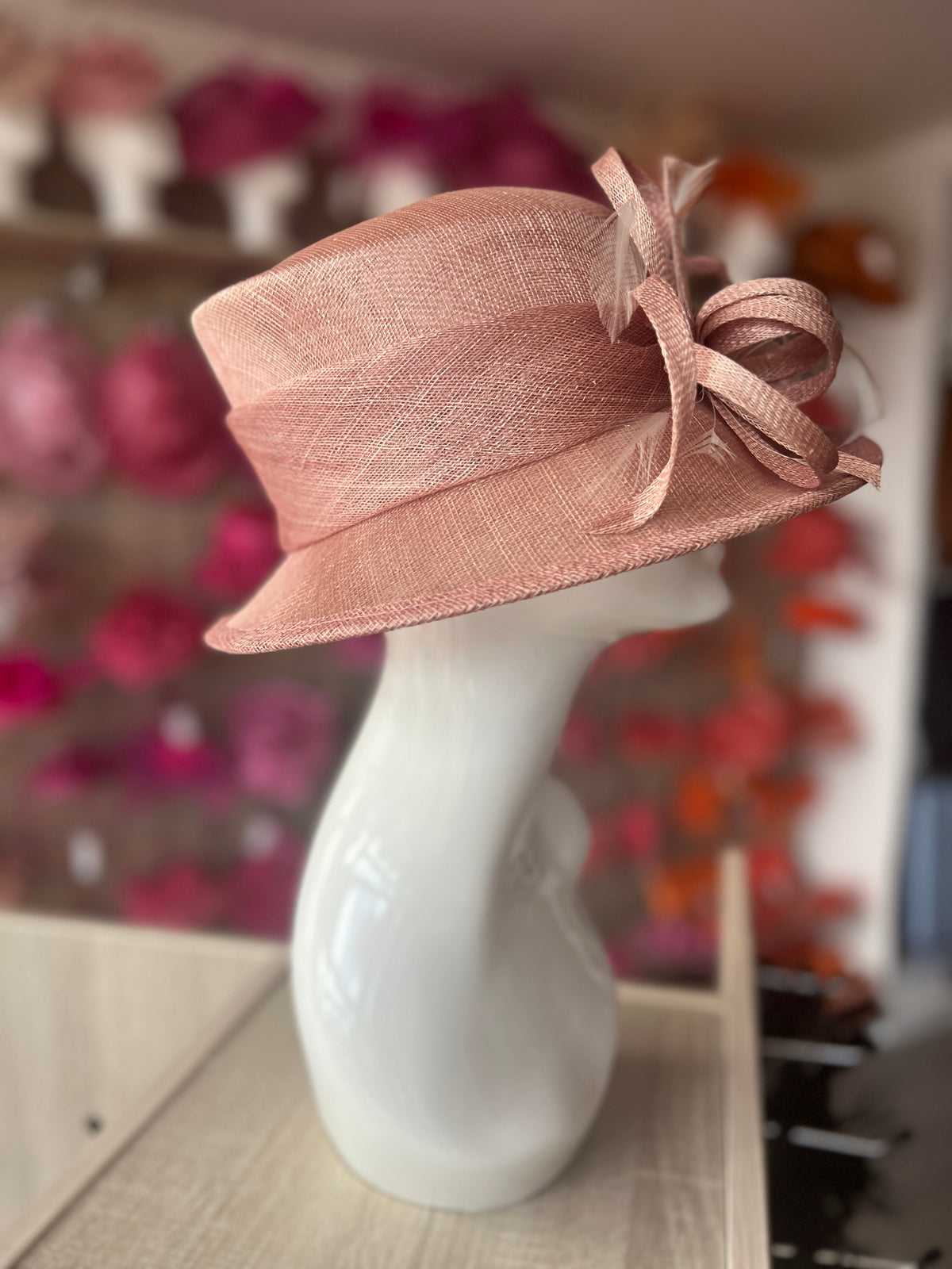 Short Brim Blush Occasion Hat-Fascinators Direct