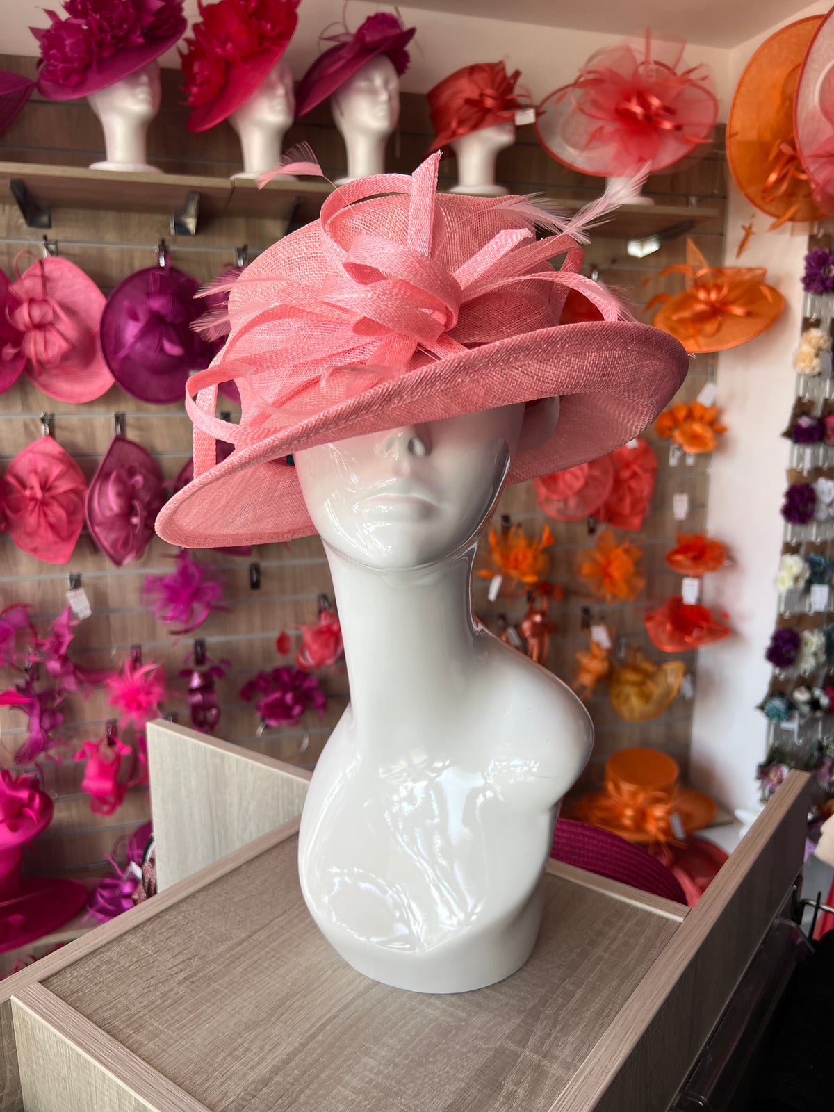 Short Brim Bubblegum Occasion Hat-Fascinators Direct