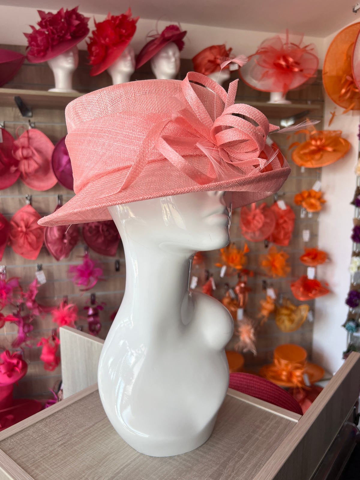 Short Brim Bubblegum Occasion Hat-Fascinators Direct