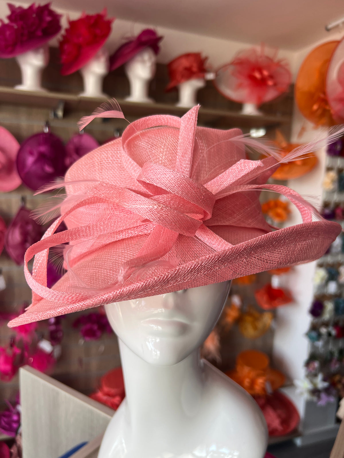 Short Brim Bubblegum Occasion Hat-Fascinators Direct