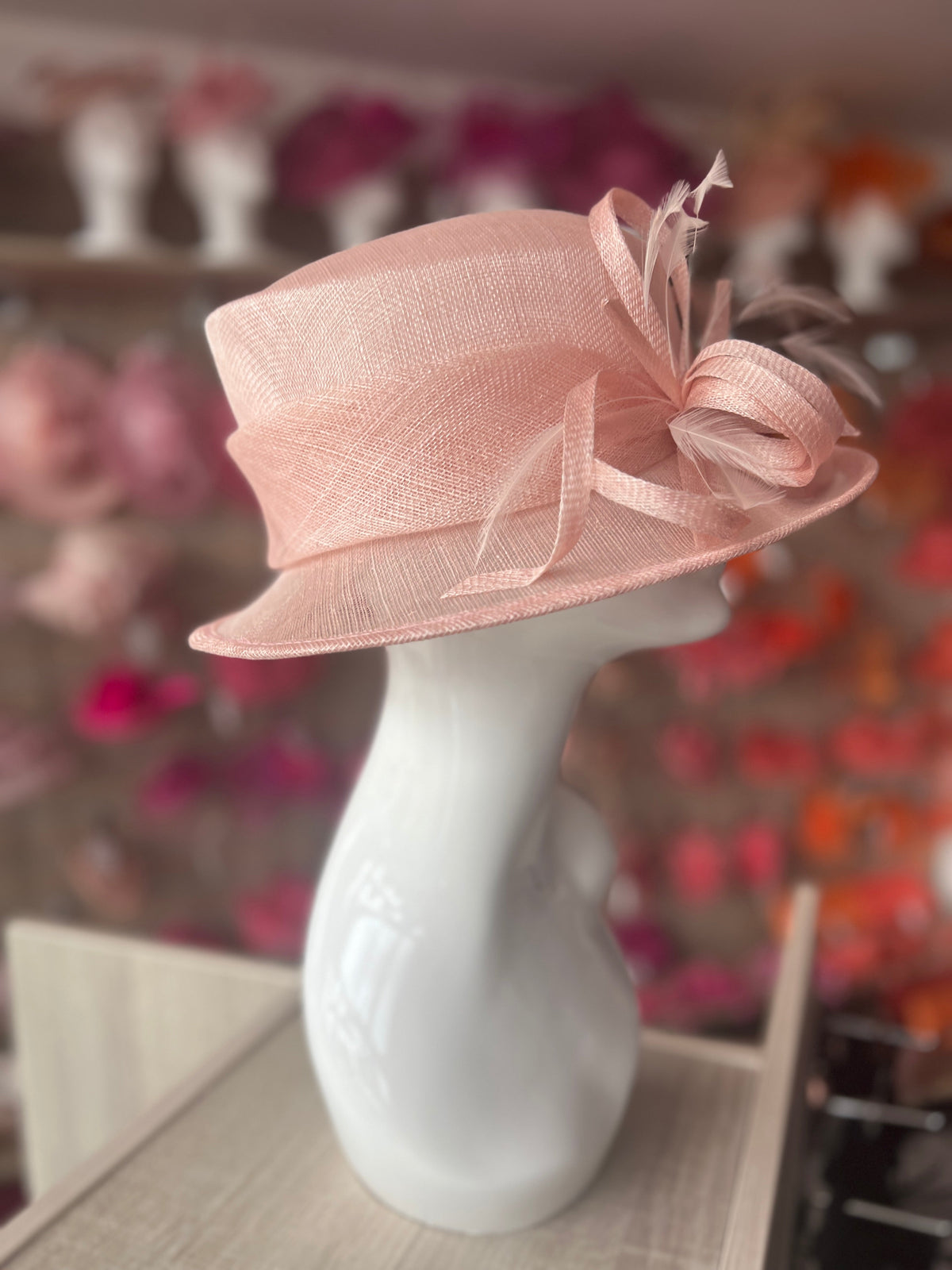 Short Brim Candy Pink Occasion Hat-Fascinators Direct