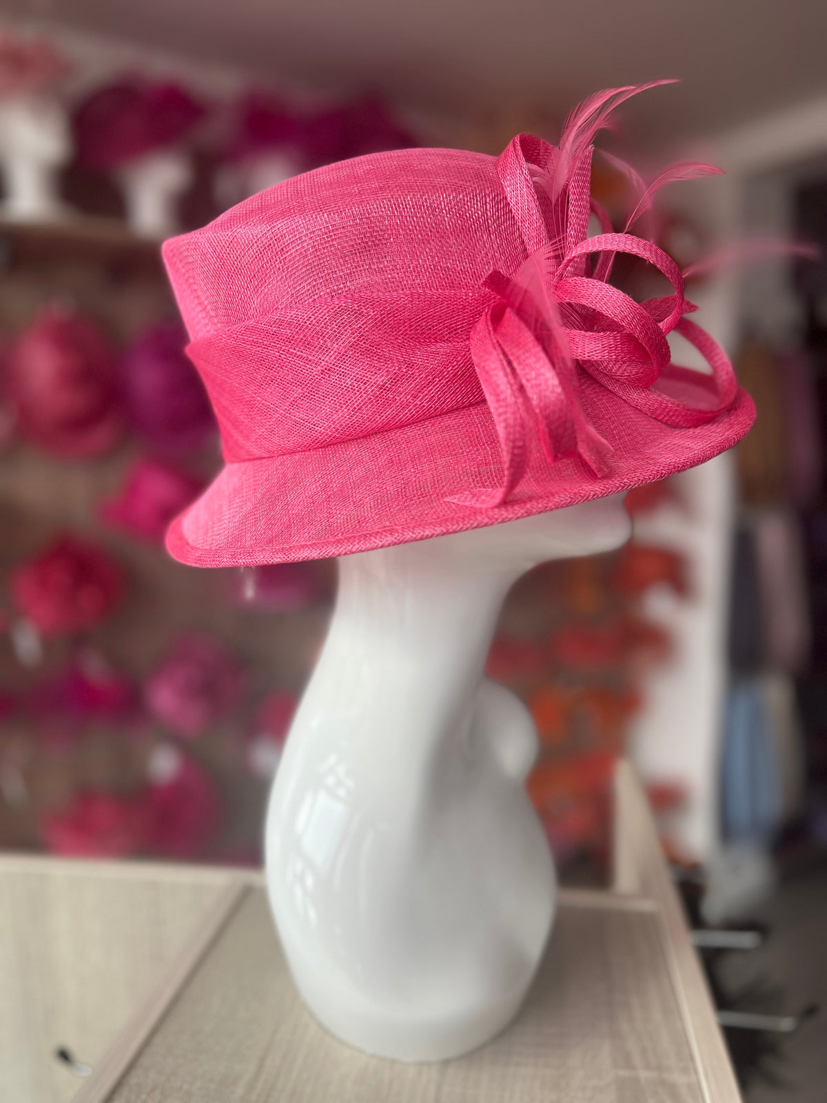 Short Brim Cerise Occasion Hat-Fascinators Direct
