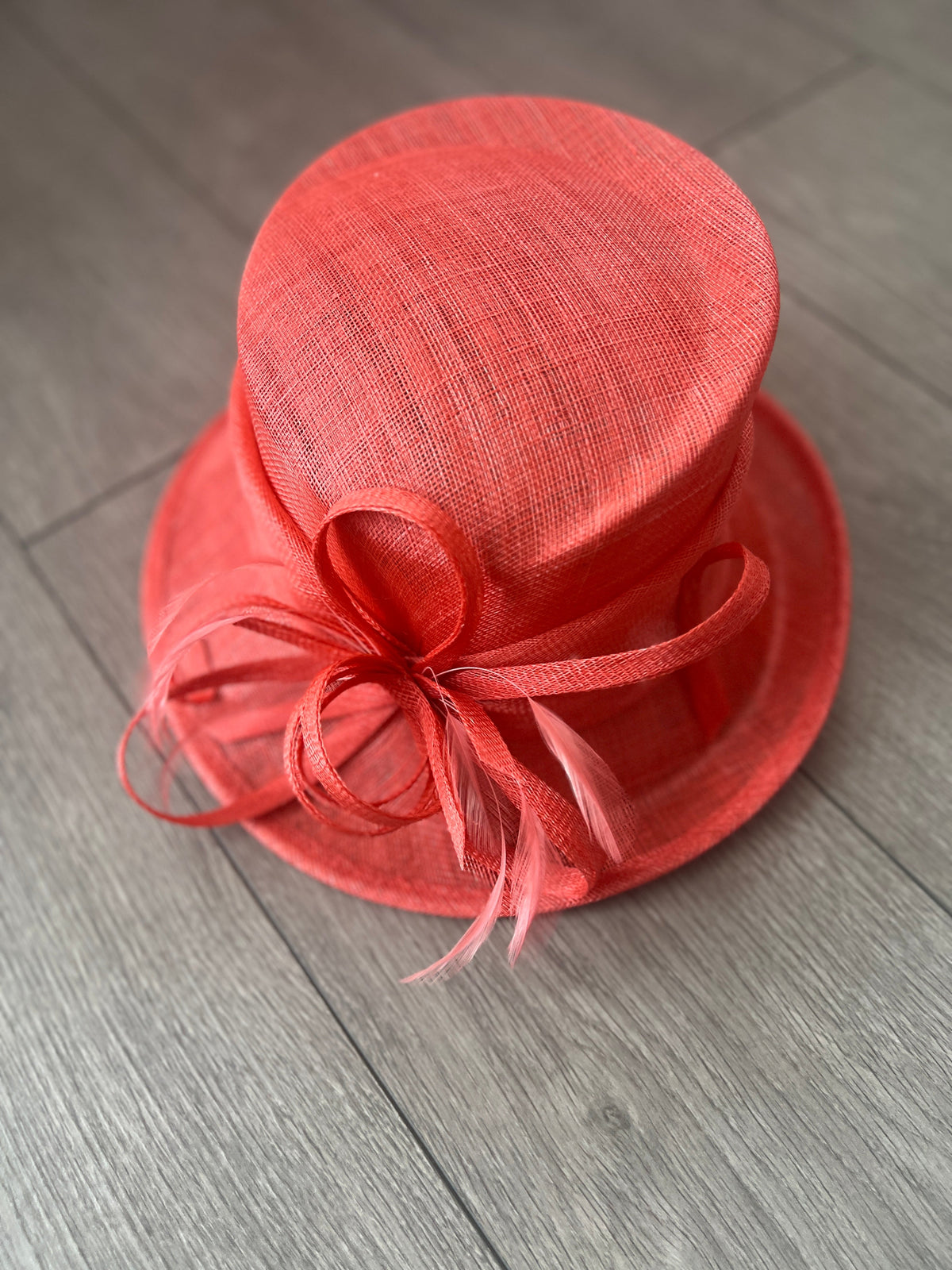 Short Brim Coral Occasion Hat-Fascinators Direct