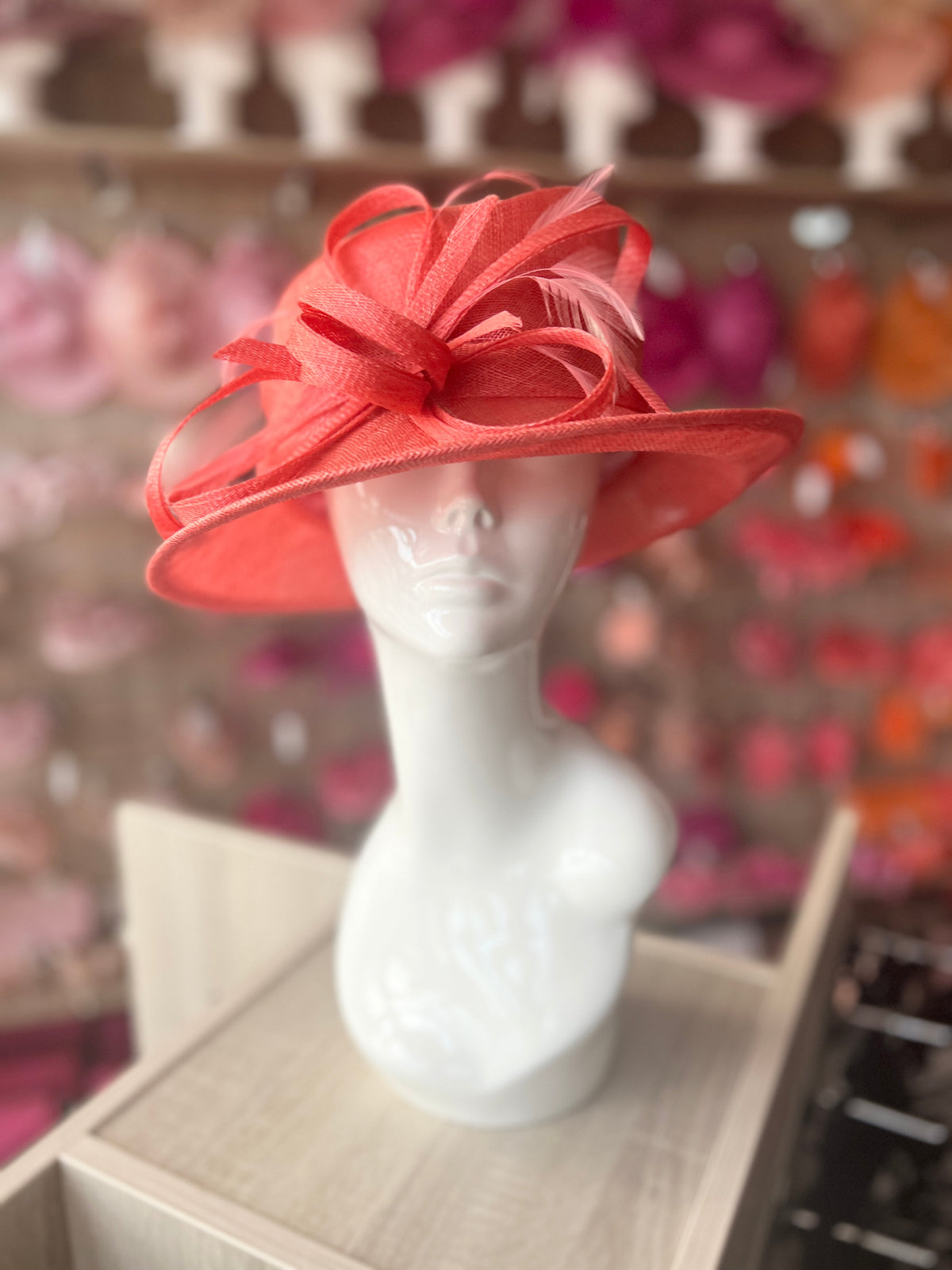 Cream & Coral Pink Feather Fascinator Hat- Headband or comb Any store colour can be ordered - Wedding,Bridal,Mother of the Bride,Tea Party,Ascot