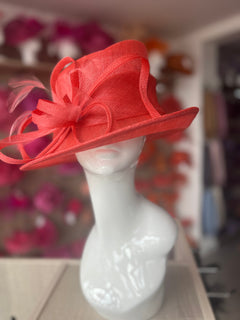 Short Brim Coral Occasion Hat display picture 2