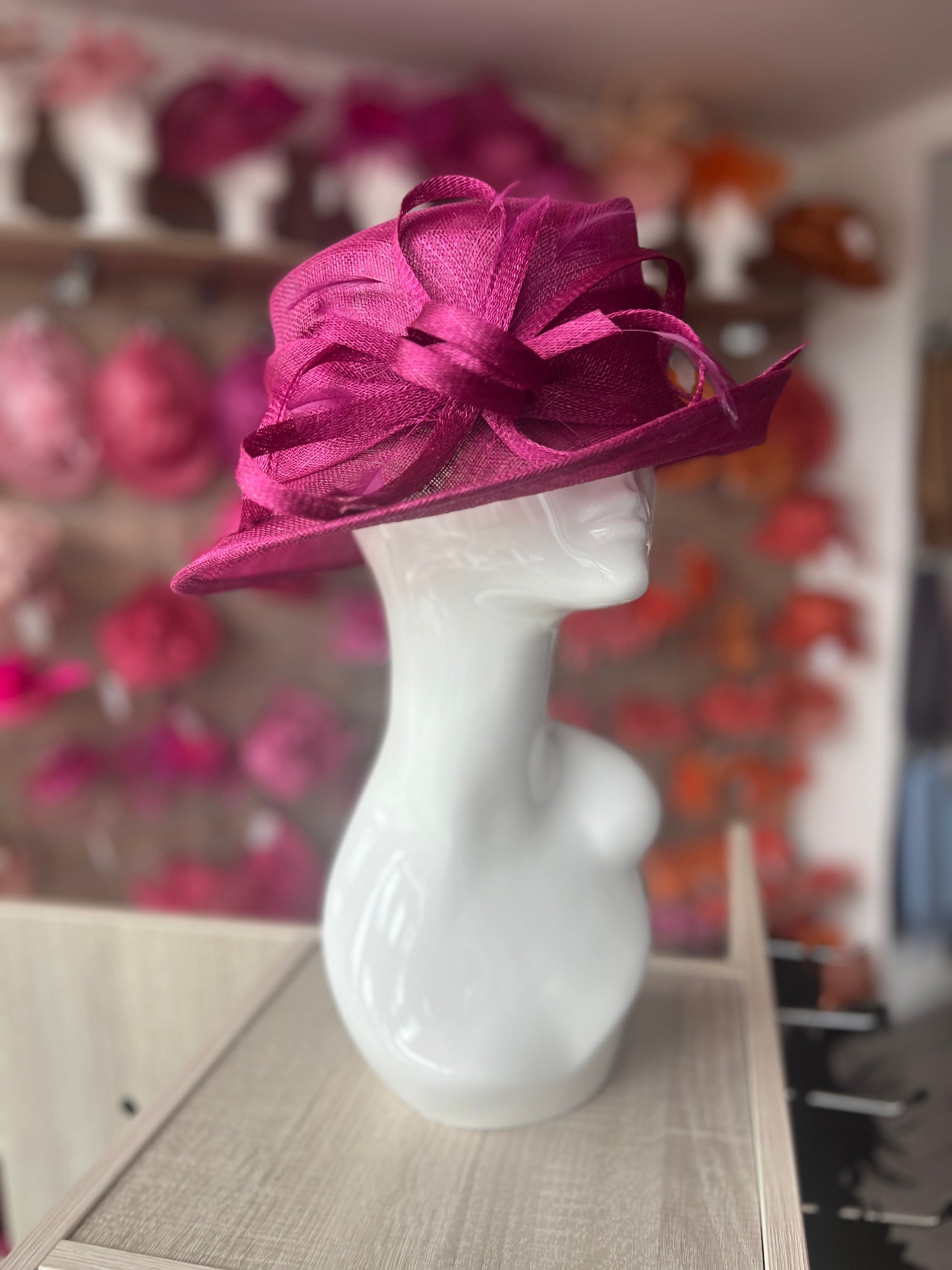 Short Brim Damson Occasion Hat-Fascinators Direct