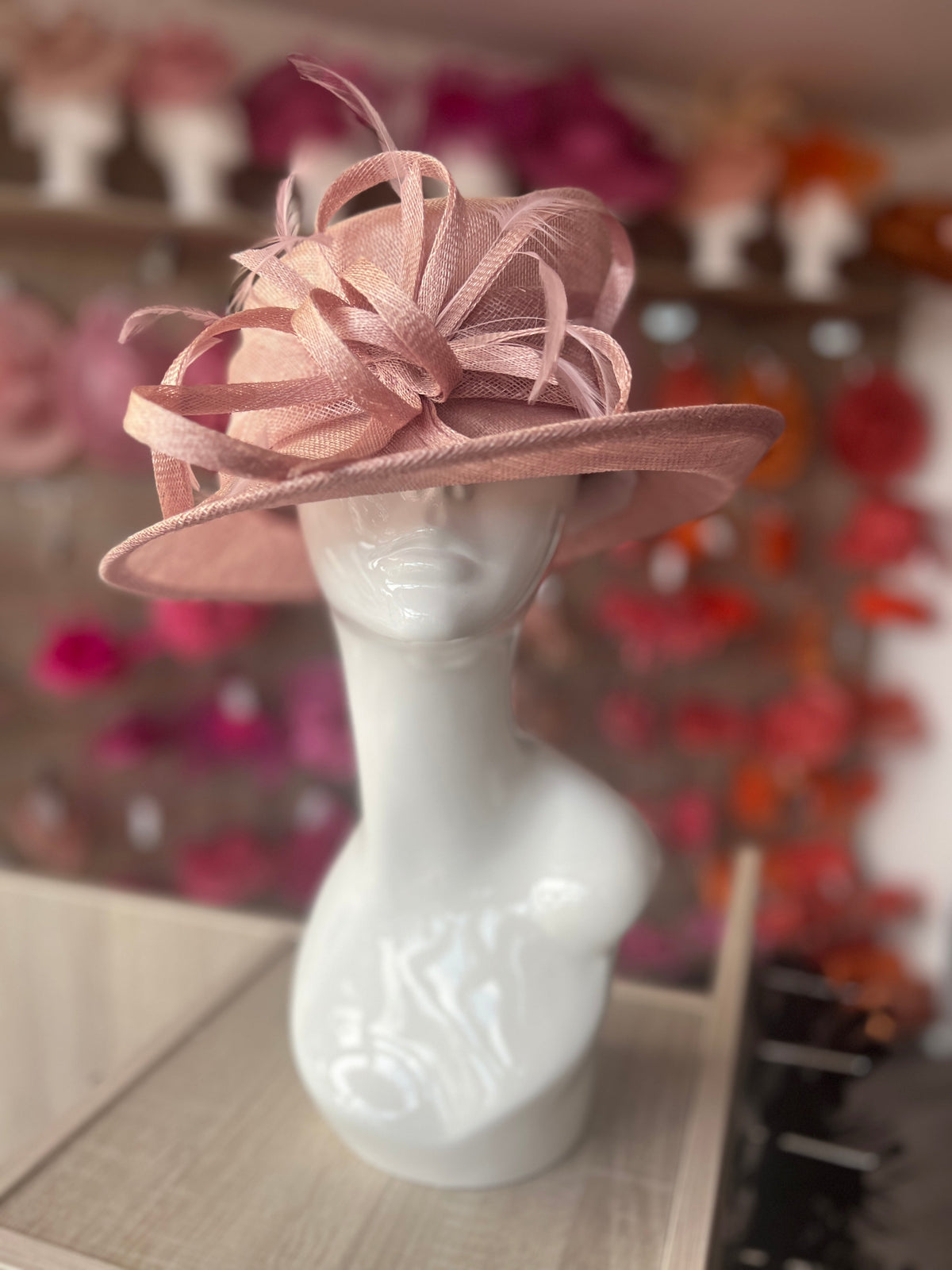 Short Brim Dusky Pink Occasion Hat-Fascinators Direct