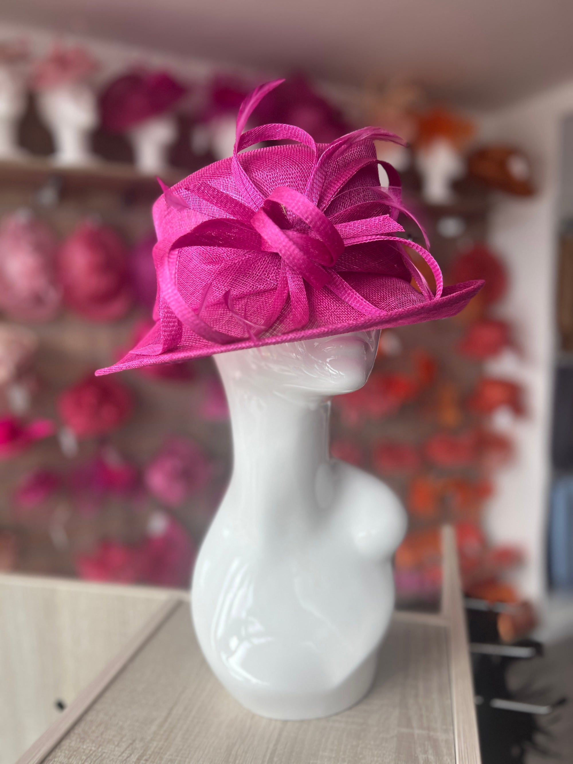 Short Brim Fuchsia Occasion Hat-Fascinators Direct