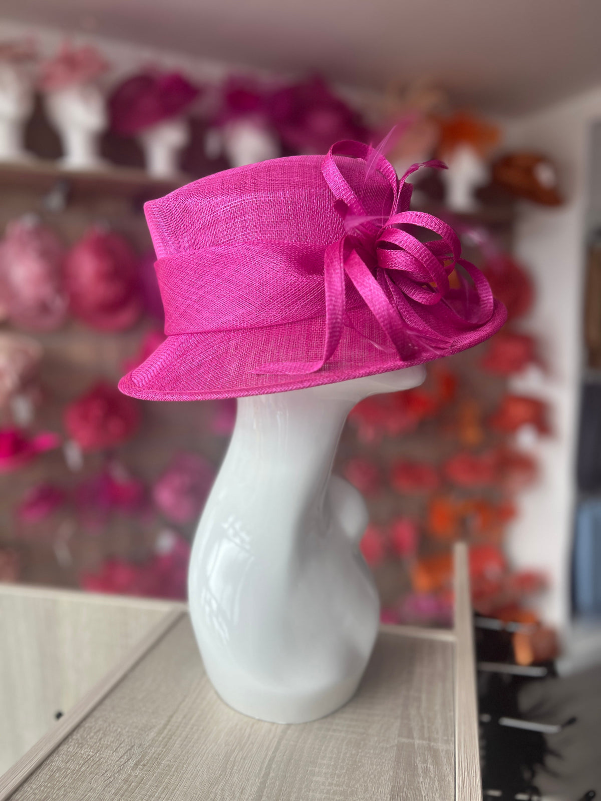 Short Brim Fuchsia Occasion Hat-Fascinators Direct