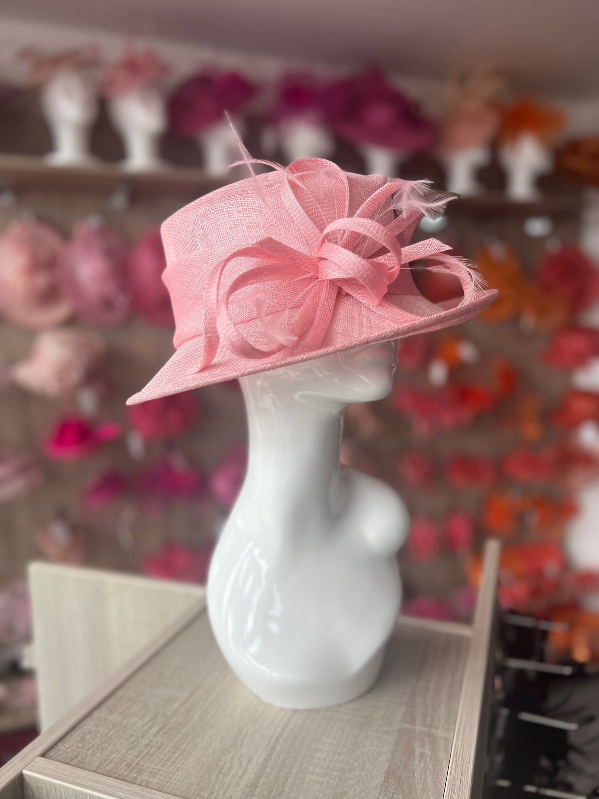 Short Brim Girly Pink Occasion Hat-Fascinators Direct