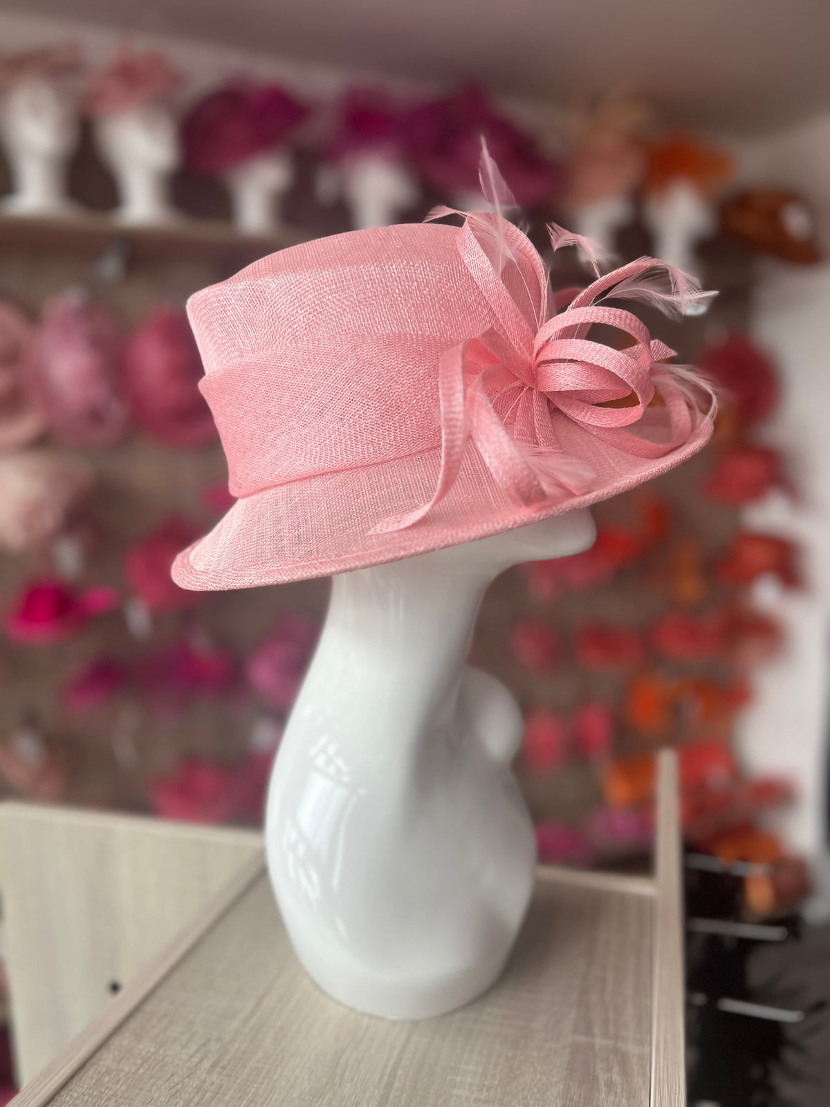 Short Brim Girly Pink Occasion Hat-Fascinators Direct