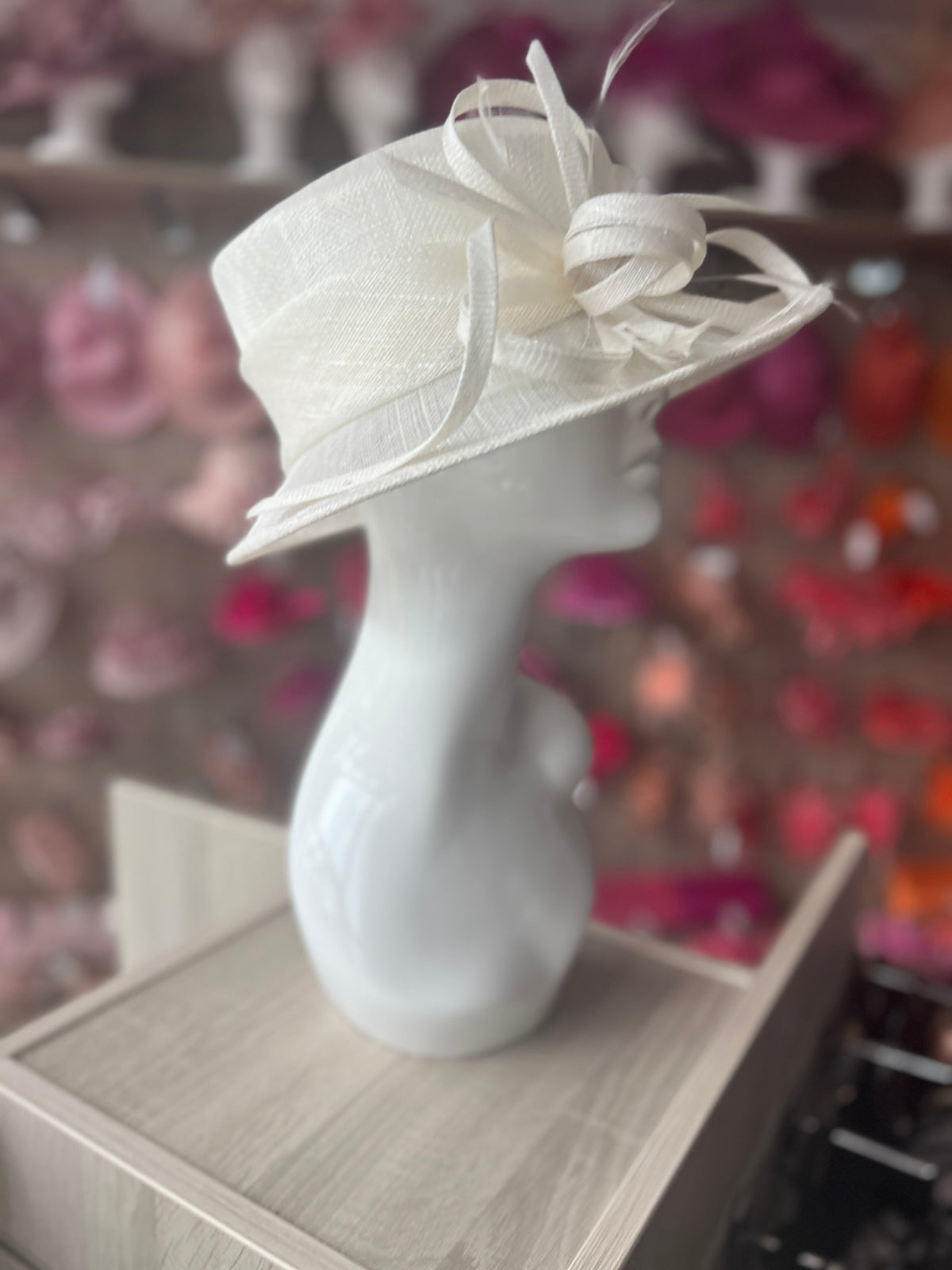 Short Brim Ivory Occasion Hat-Fascinators Direct