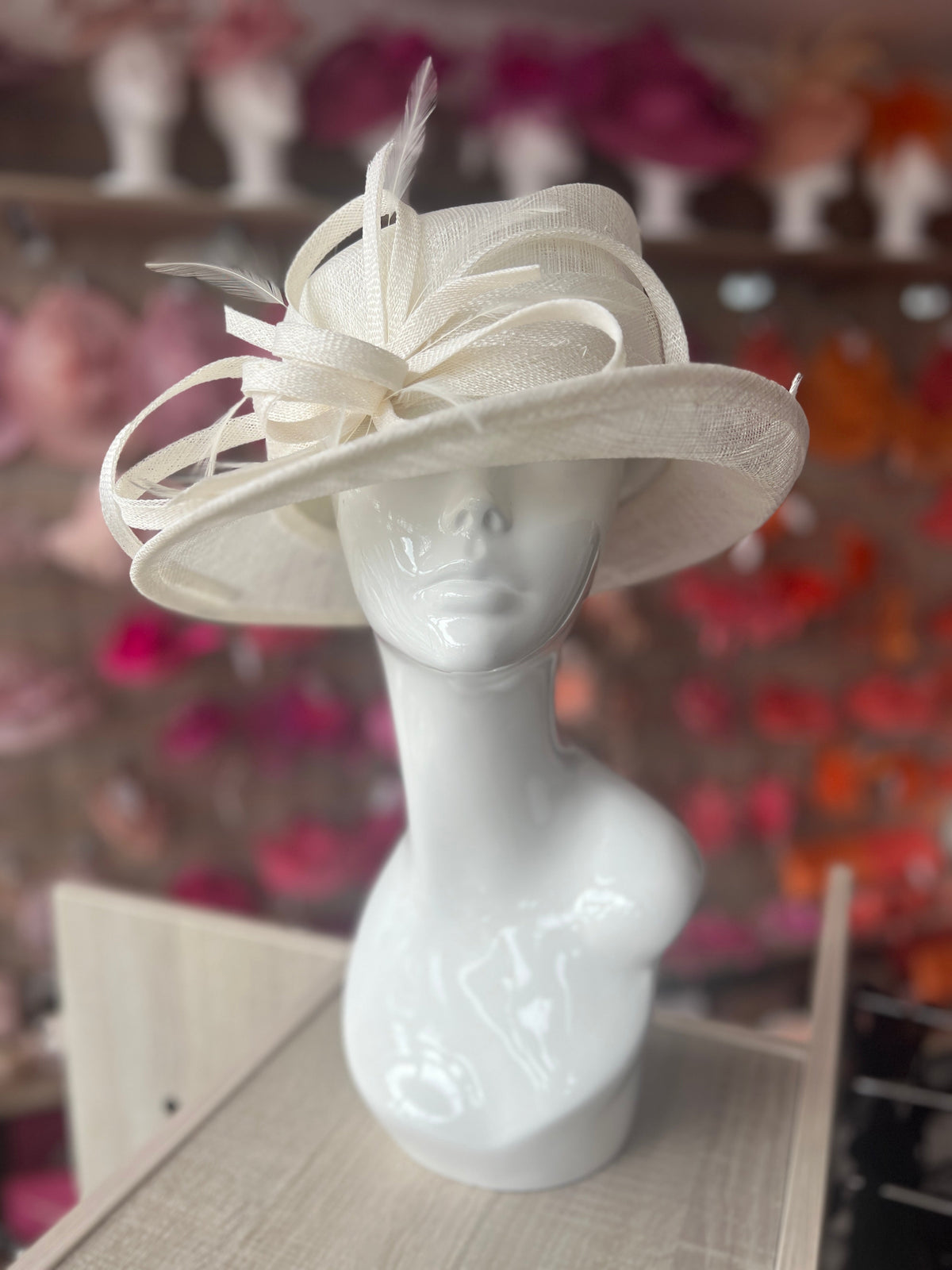 Short Brim Ivory Occasion Hat-Fascinators Direct