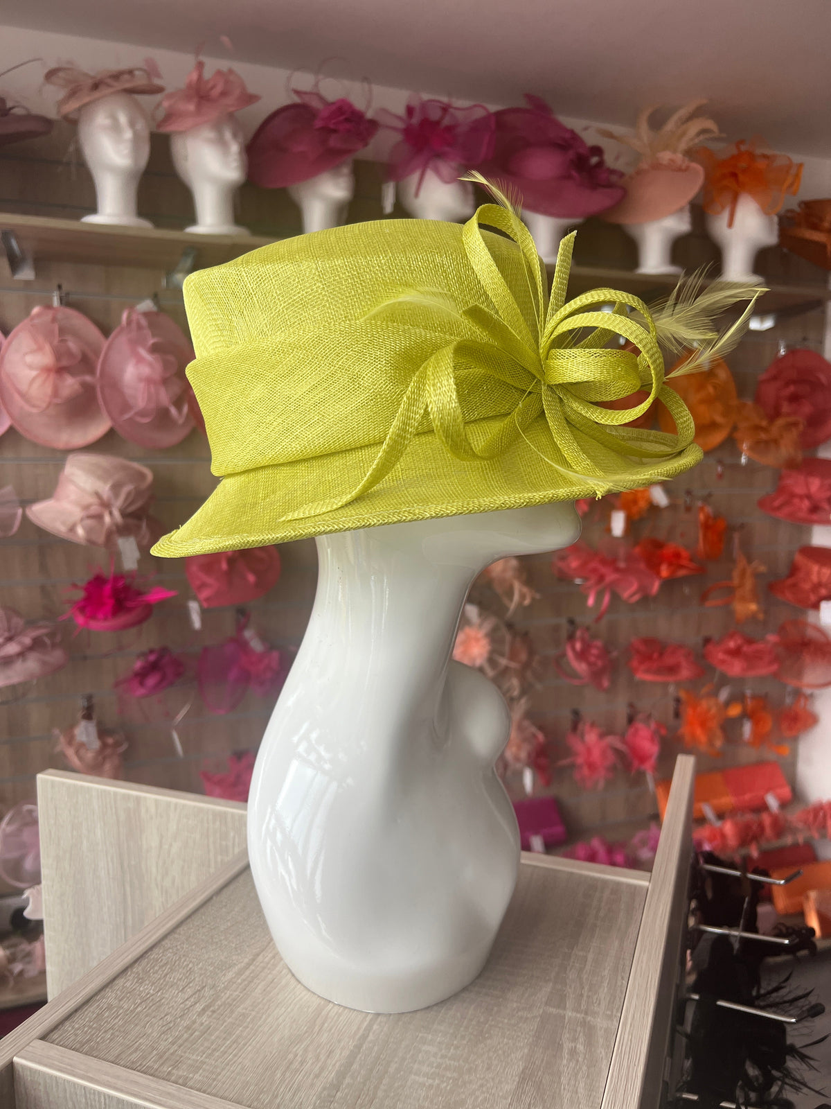 Short Brim Lime Occasion Hat-Fascinators Direct