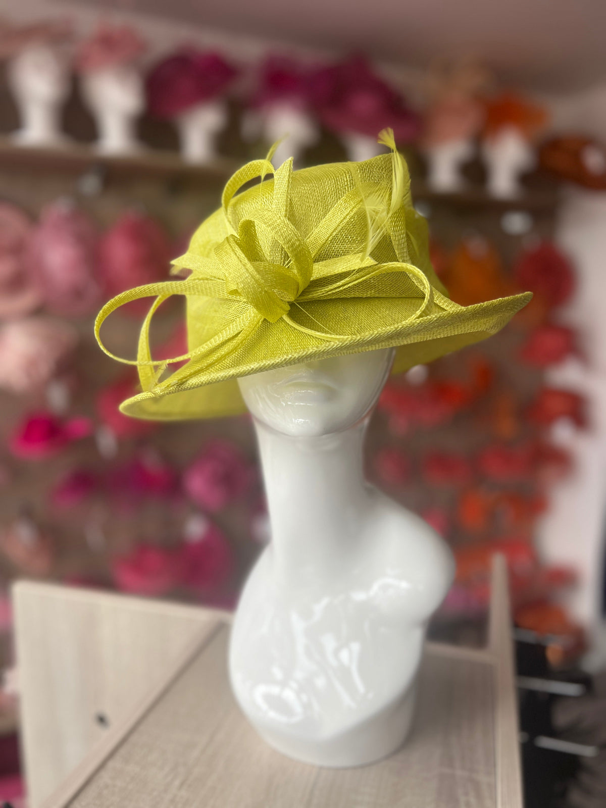Short Brim Lime Occasion Hat-Fascinators Direct