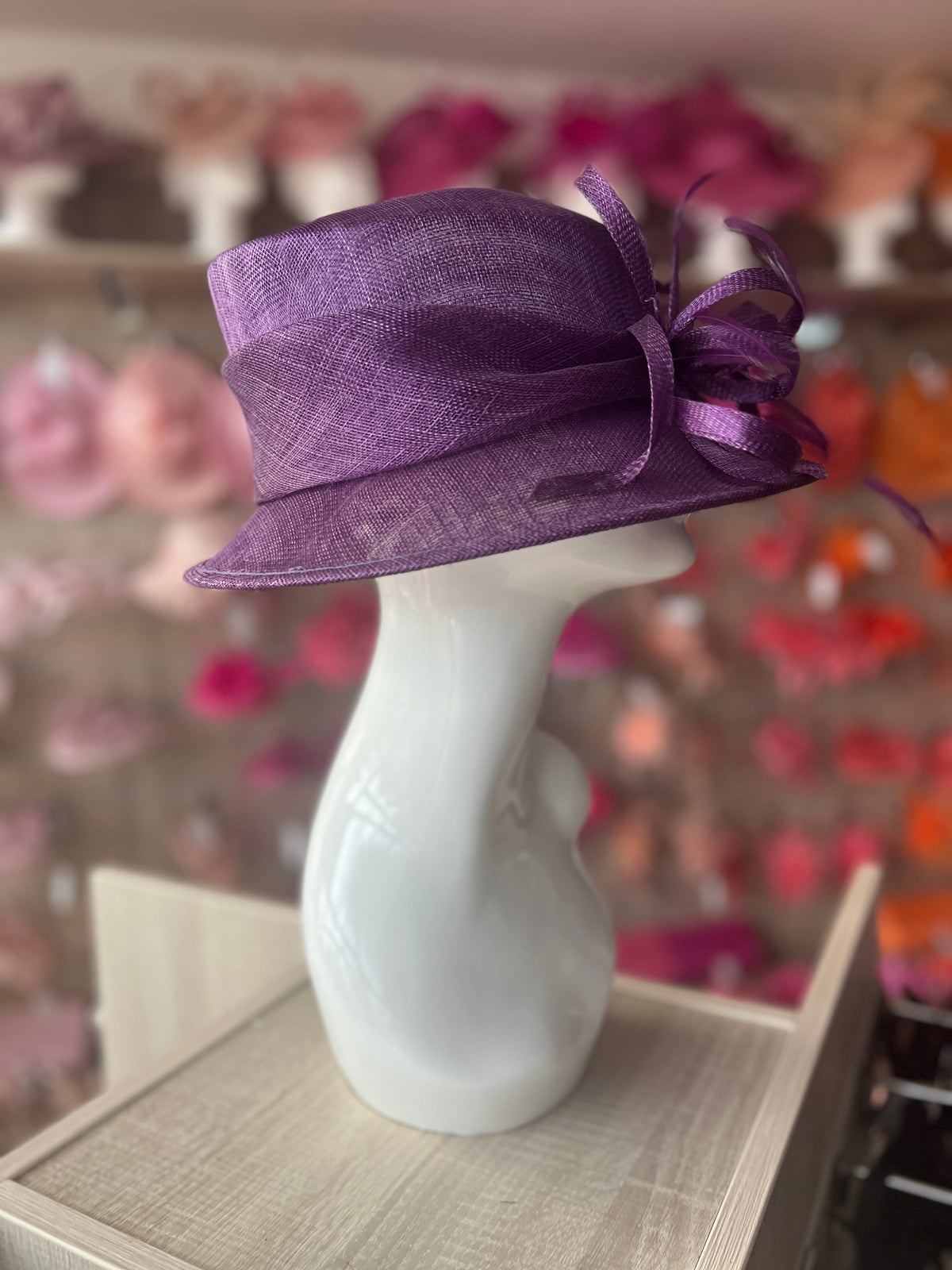 Short Brim Mauve Occasion Hat-Fascinators Direct