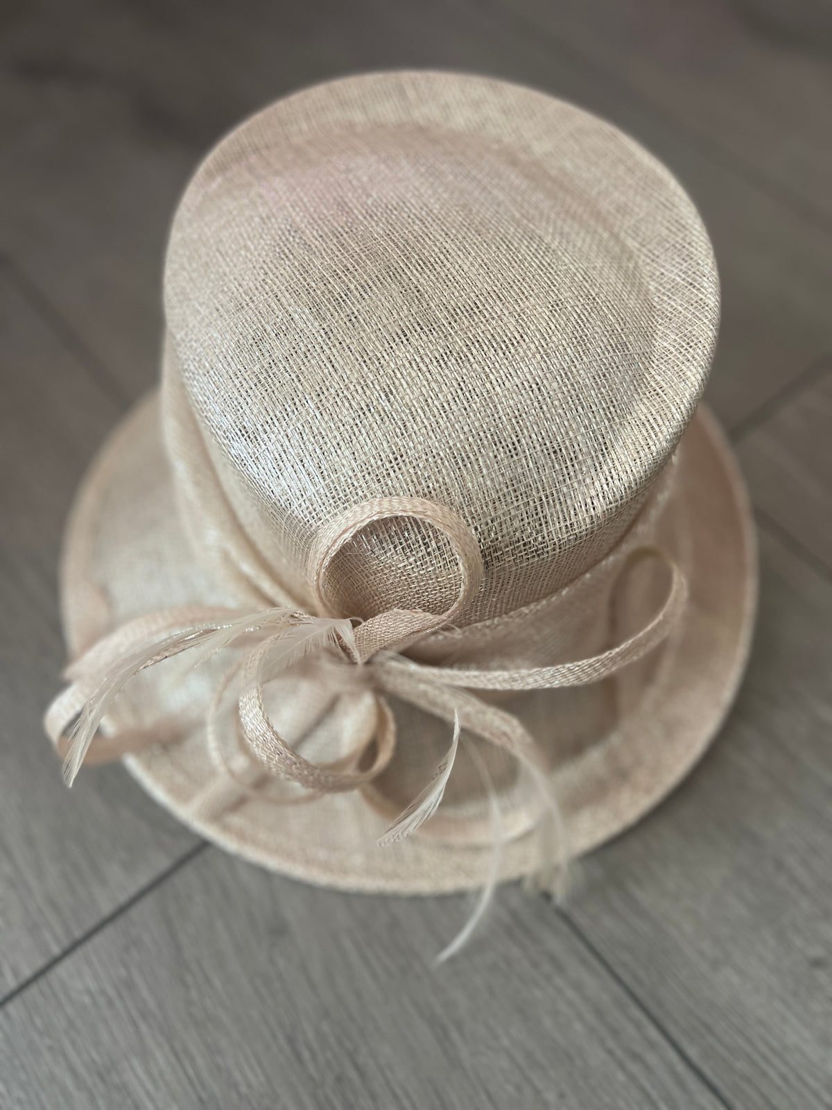Short Brim Metallic Nude Occasion Hat-Fascinators Direct