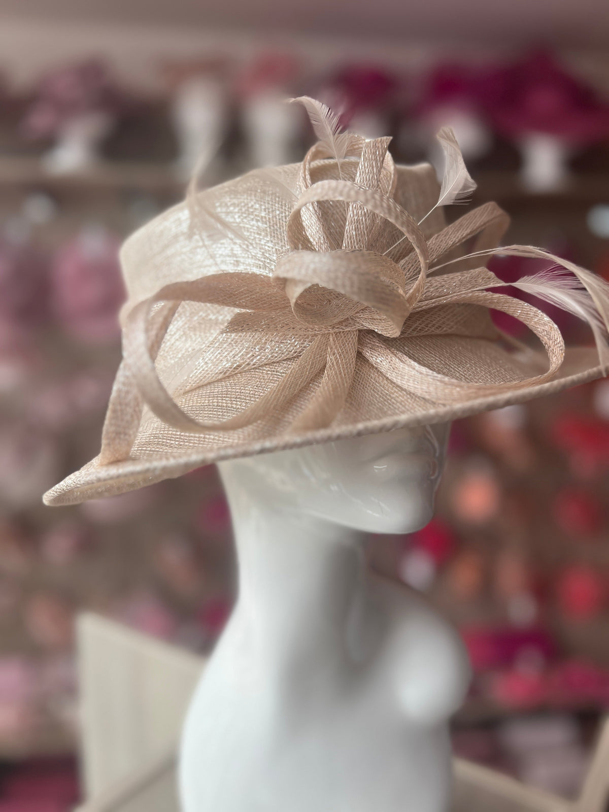 Short Brim Metallic Nude Occasion Hat-Fascinators Direct