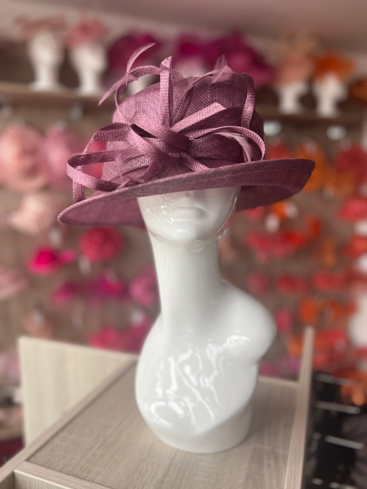 Short Brim Mulberry Occasion Hat-Fascinators Direct