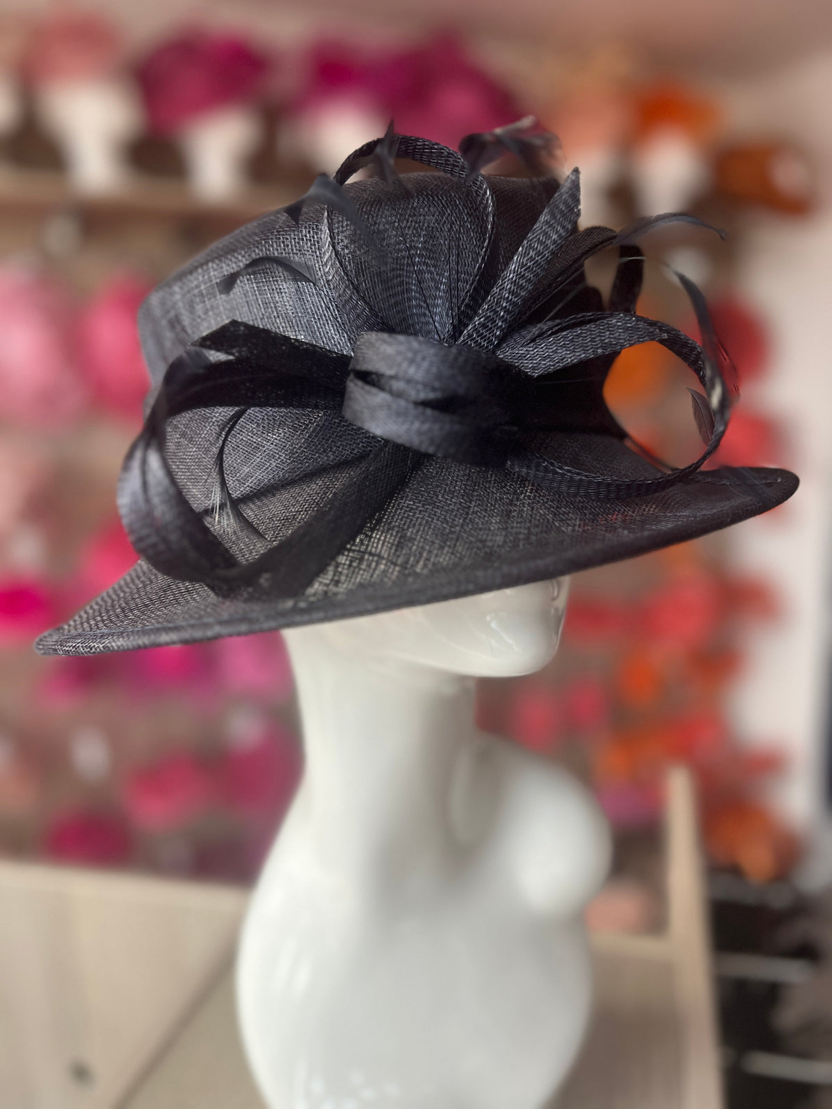 Short Brim Navy Occasion Hat-Fascinators Direct