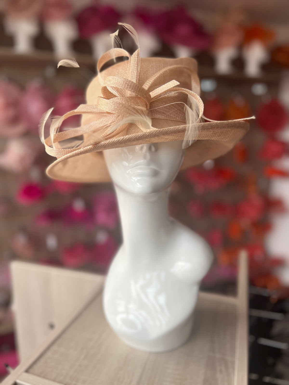 Short Brim Nude Occasion Hat-Fascinators Direct