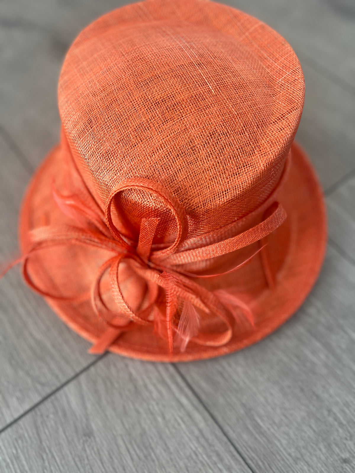 Short Brim Orange Occasion Hat-Fascinators Direct