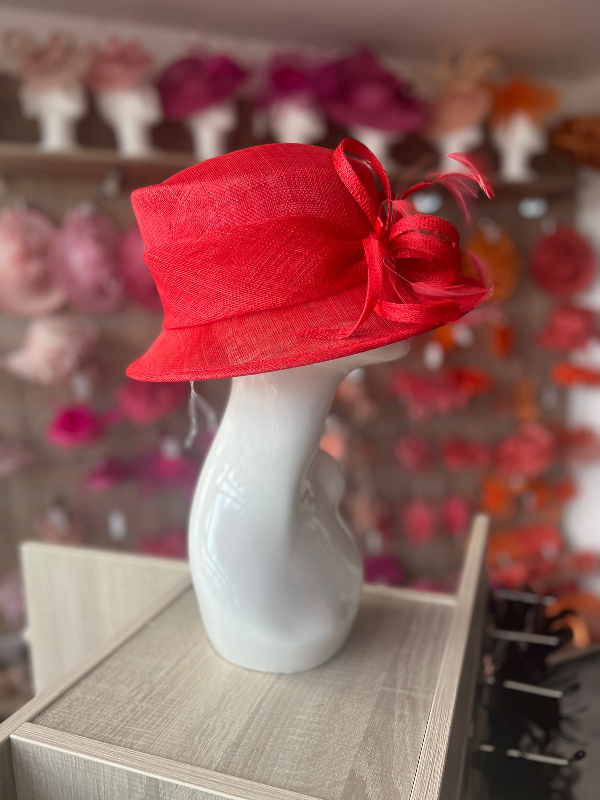 Short Brim Poppy Occasion Hat-Fascinators Direct