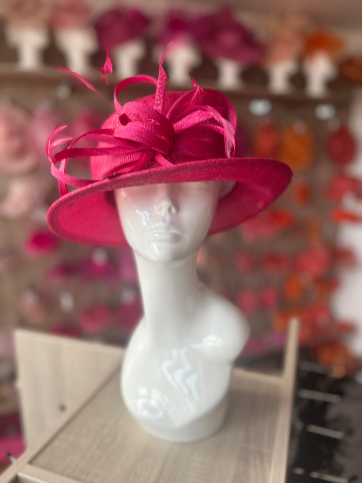 Short Brim Raspberry Pink Occasion Hat-Fascinators Direct