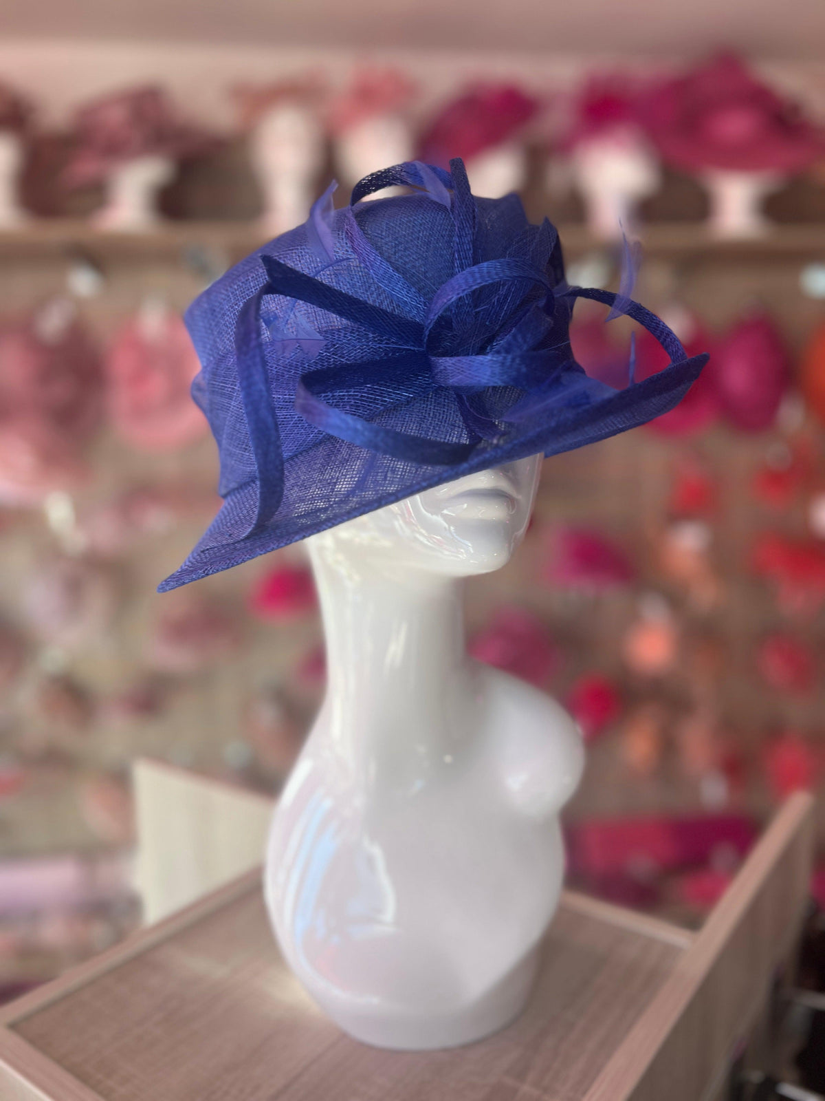 Short Brim Sapphire Occasion Hat-Fascinators Direct