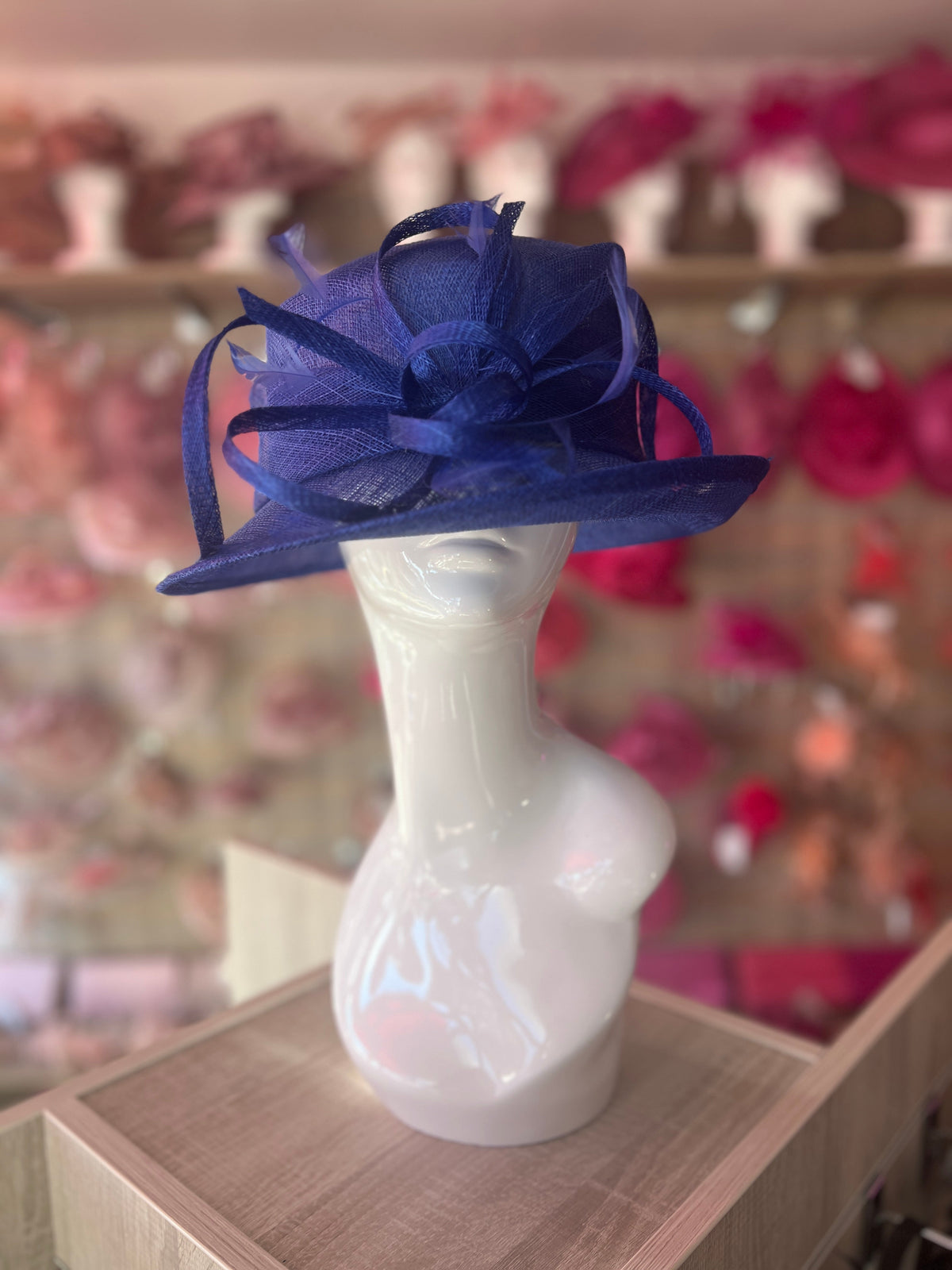 Short Brim Sapphire Occasion Hat-Fascinators Direct
