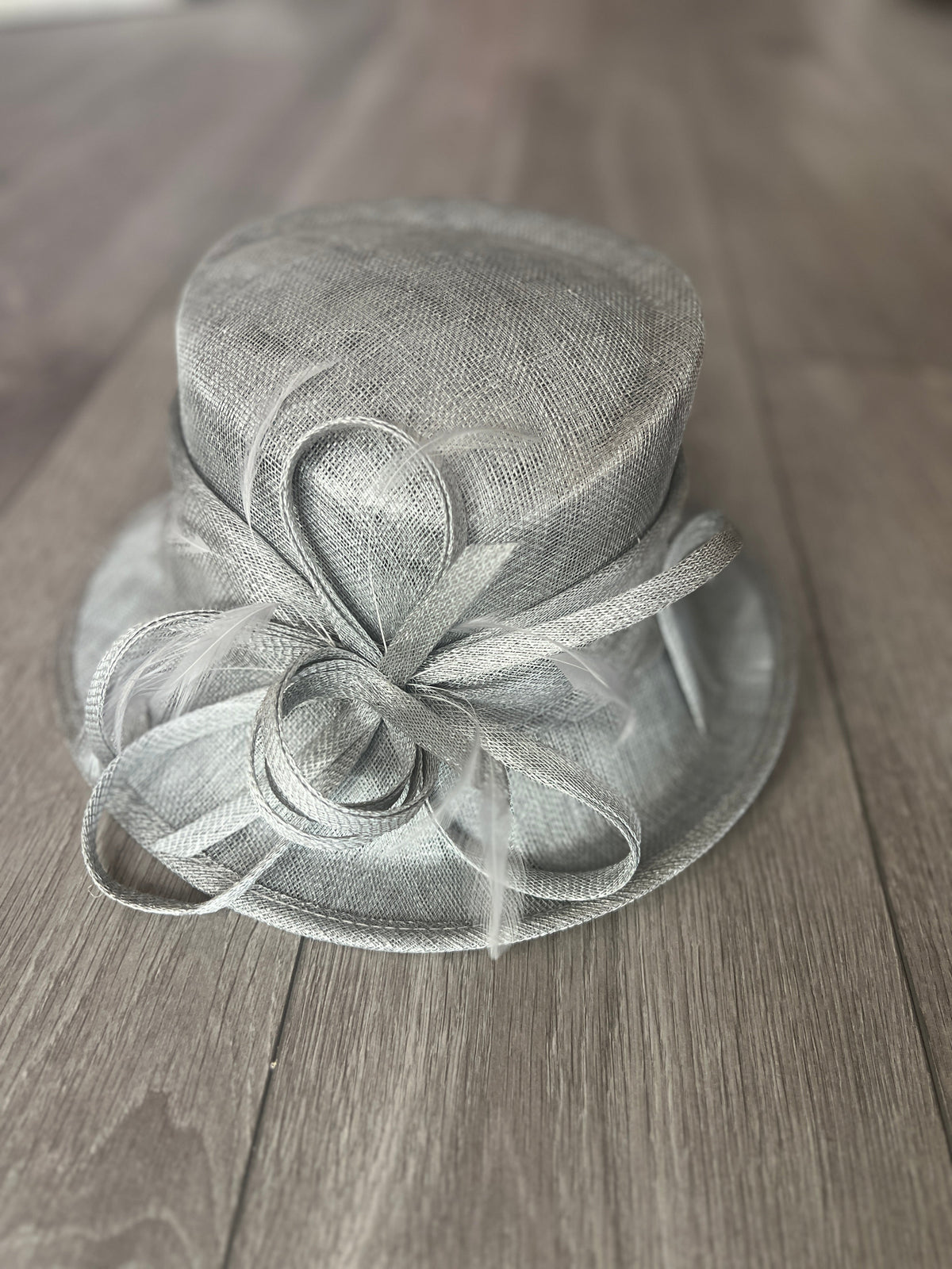 Short Brim Silver Occasion Hat-Fascinators Direct