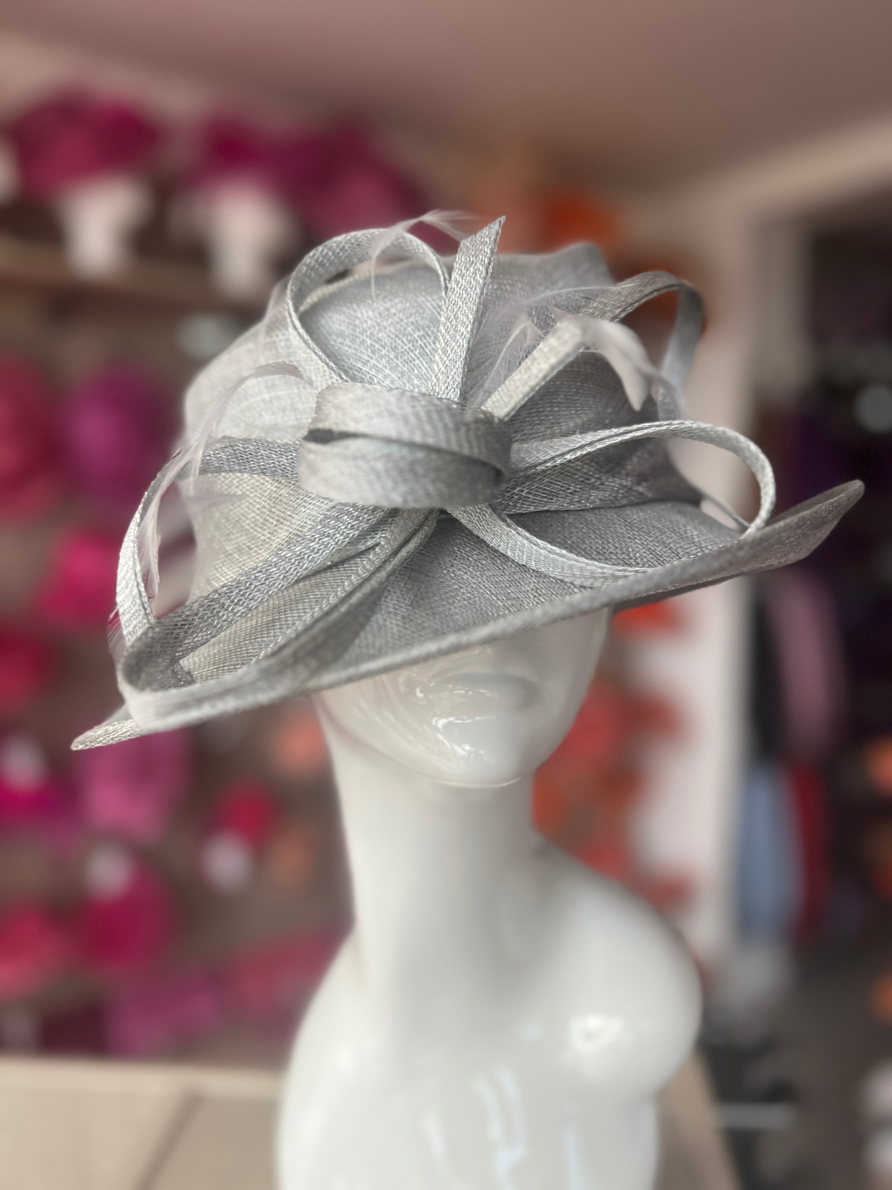 Short Brim Silver Occasion Hat