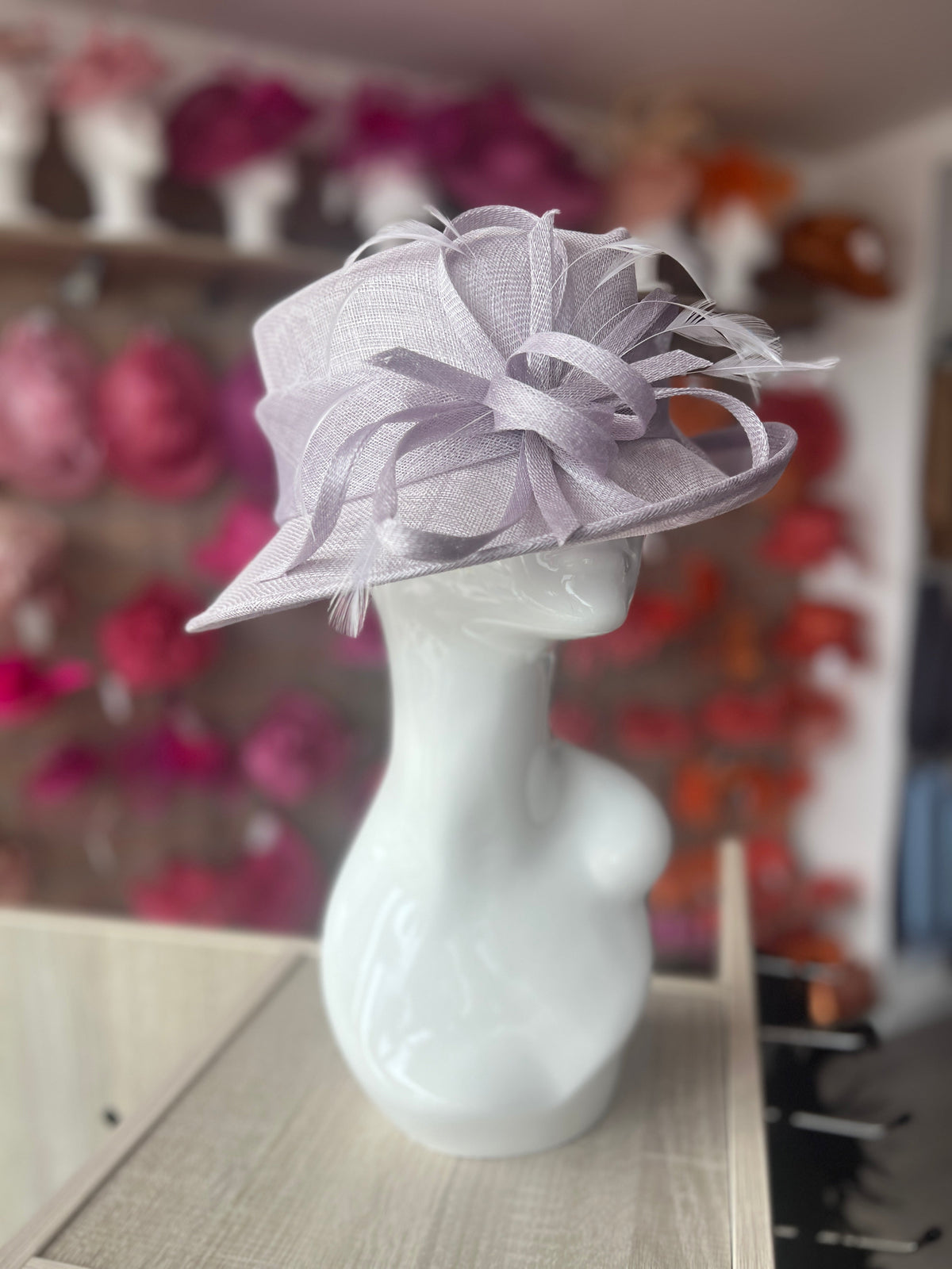Short Brim Sweet Lavender Occasion Hat-Fascinators Direct