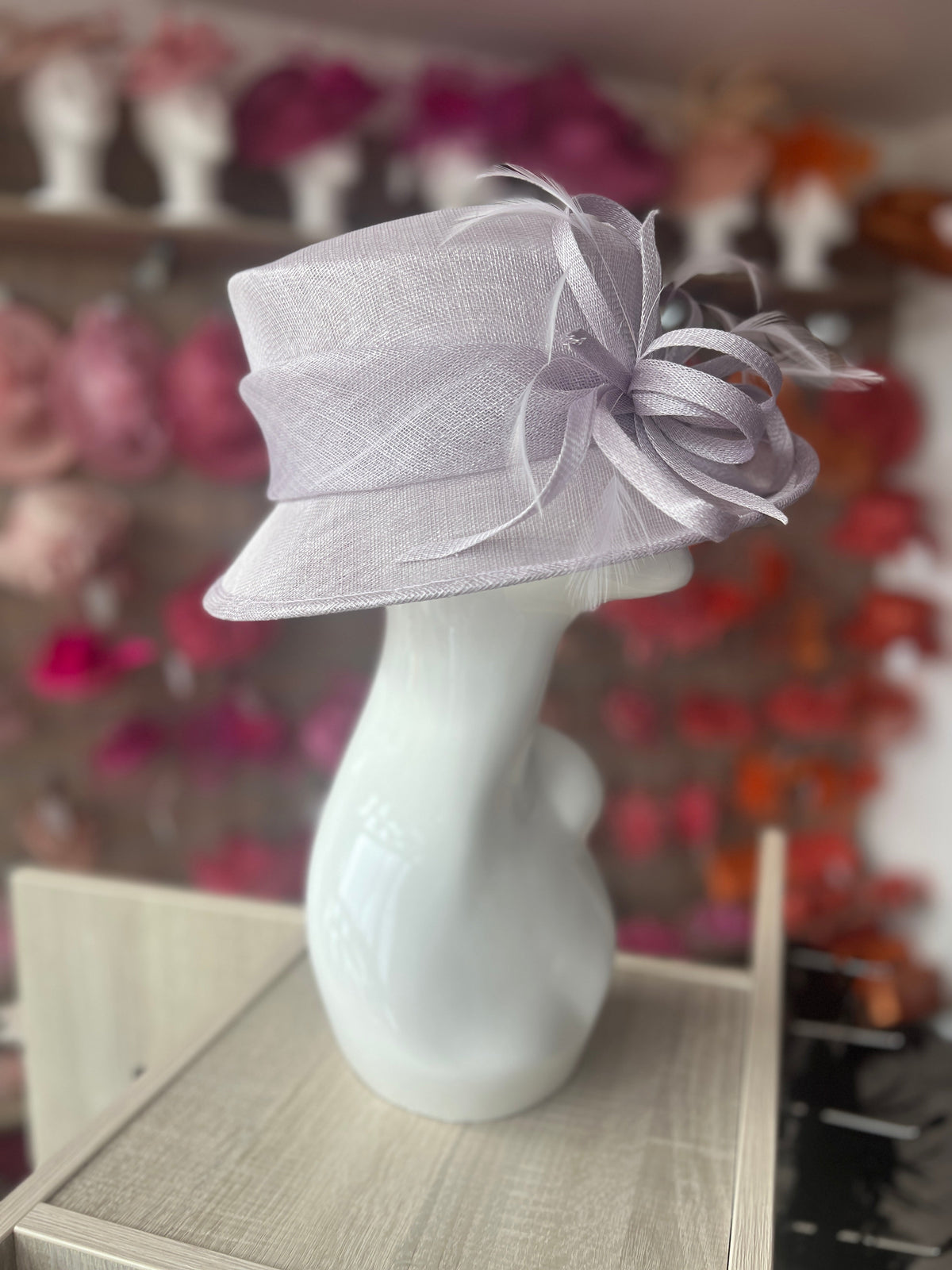 Short Brim Sweet Lavender Occasion Hat-Fascinators Direct