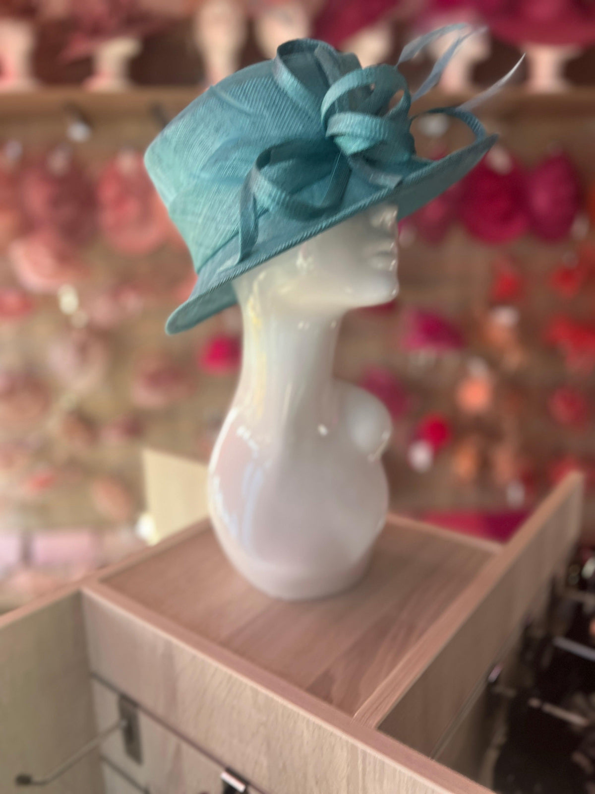 Short Brim Turquoise Occasion Hat-Fascinators Direct