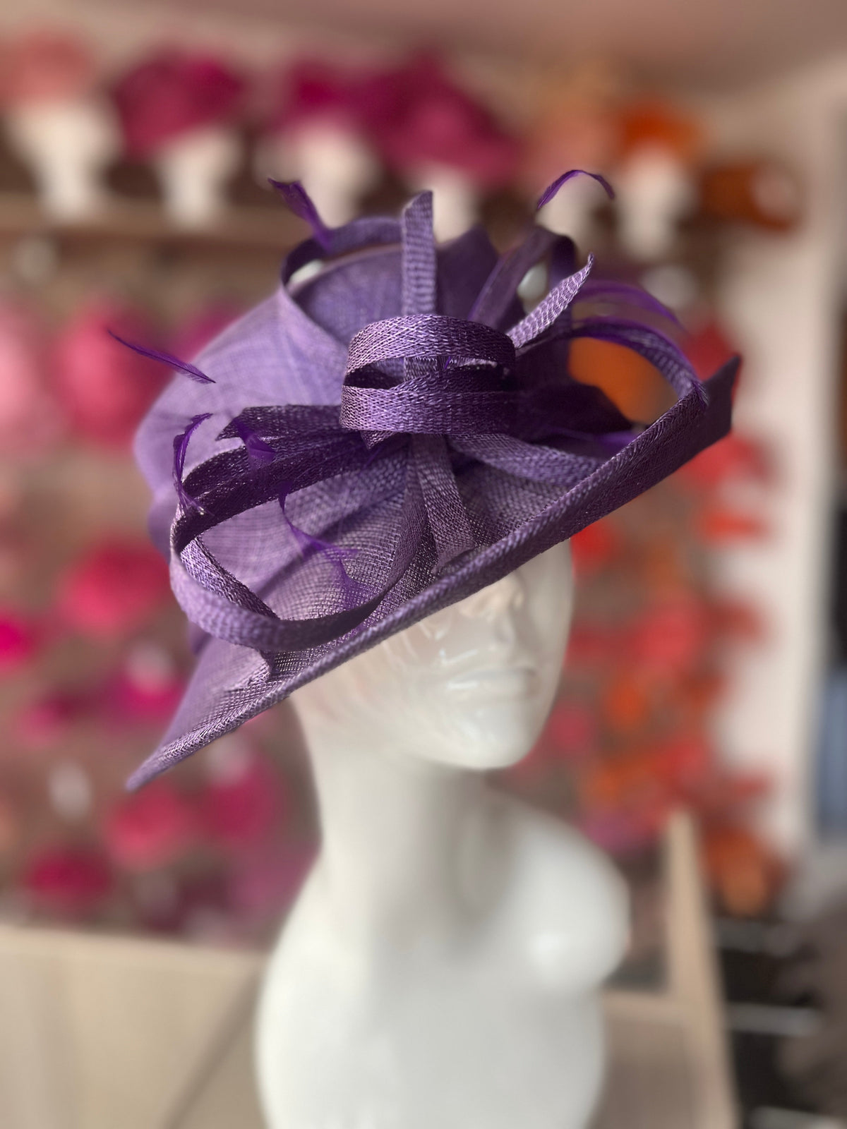 Short Brim Violet Occasion Hat-Fascinators Direct