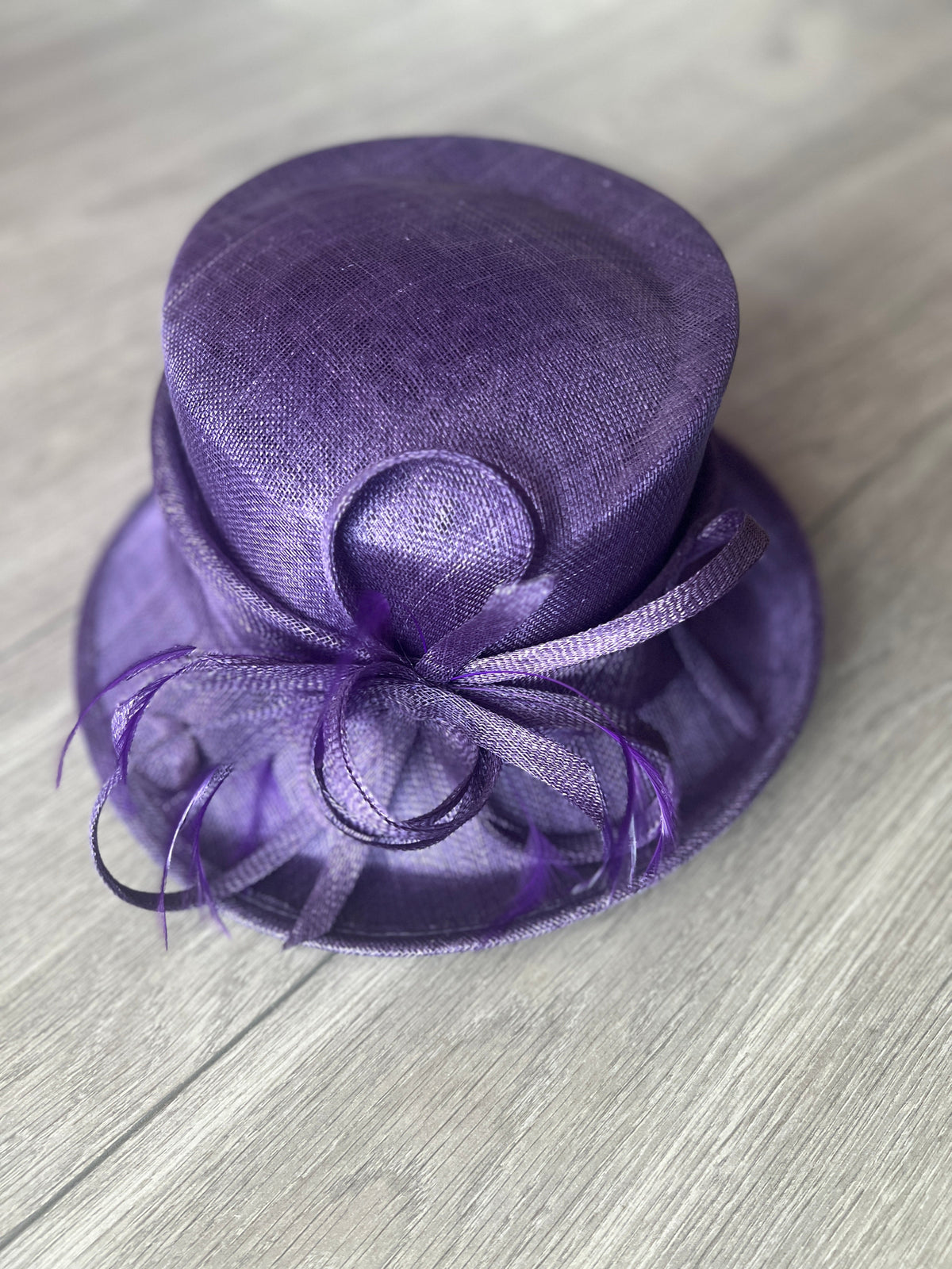 Short Brim Violet Occasion Hat-Fascinators Direct